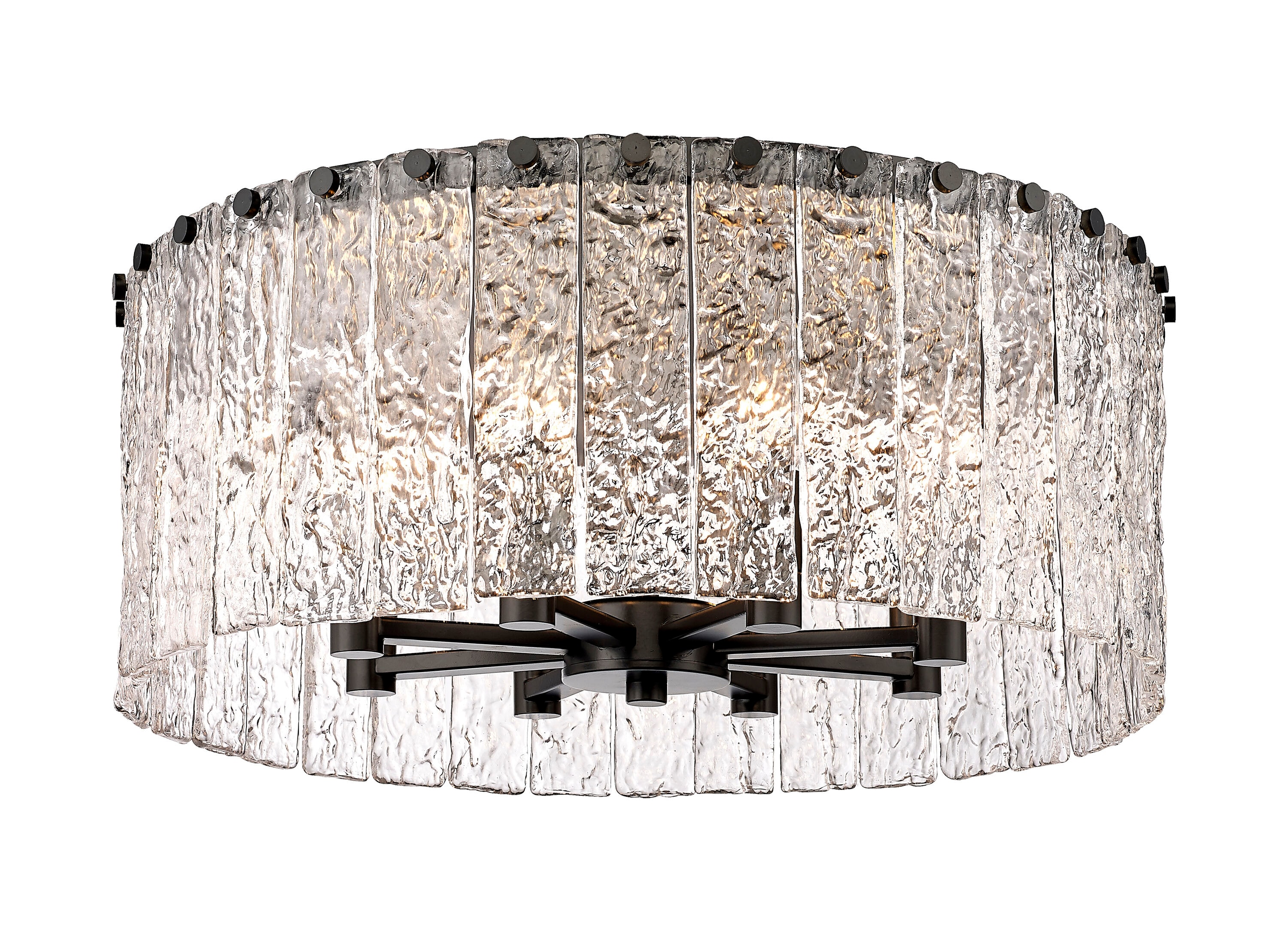 Matte Black Contemporary Glacier 8-Light Flush Mount Ceiling Fixture