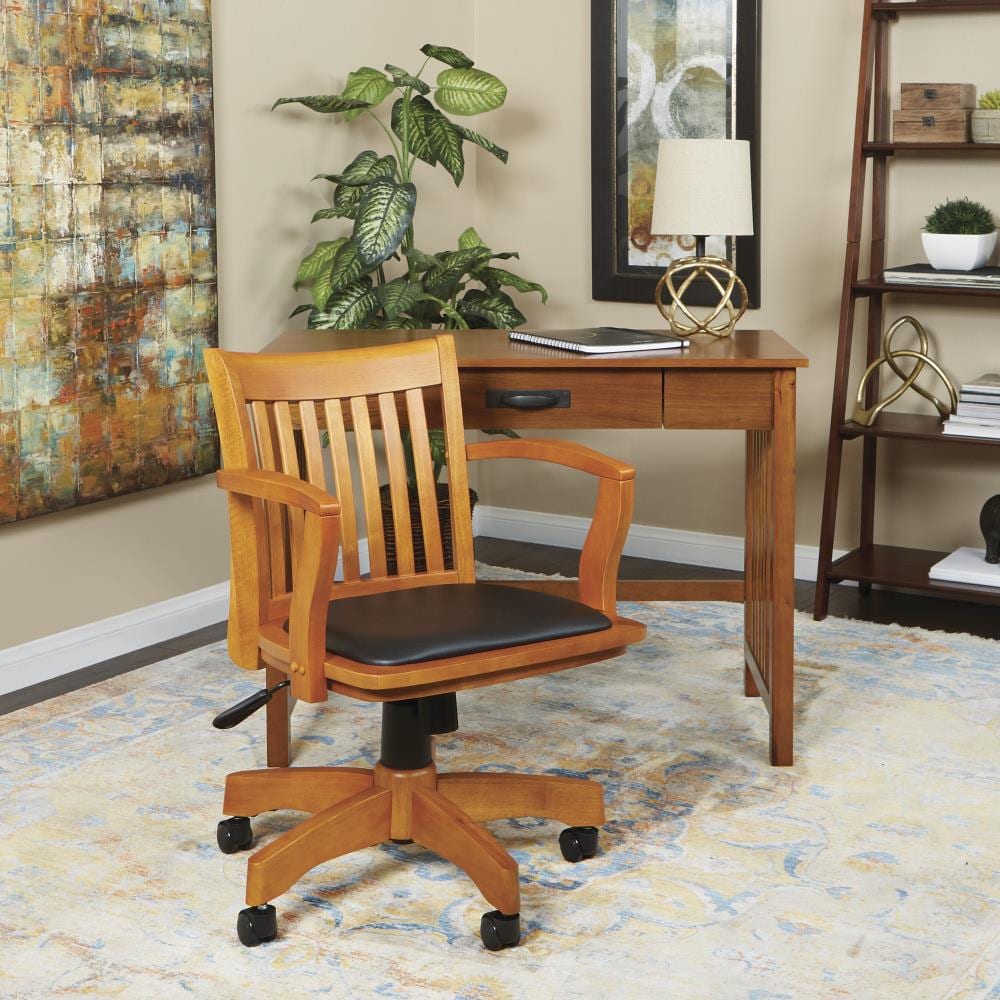OSP Home Furnishings 108FW-3 OSP Designs Black/Fruitwood Transitional Adjustable Height Swivel Plastic Bankers Chair