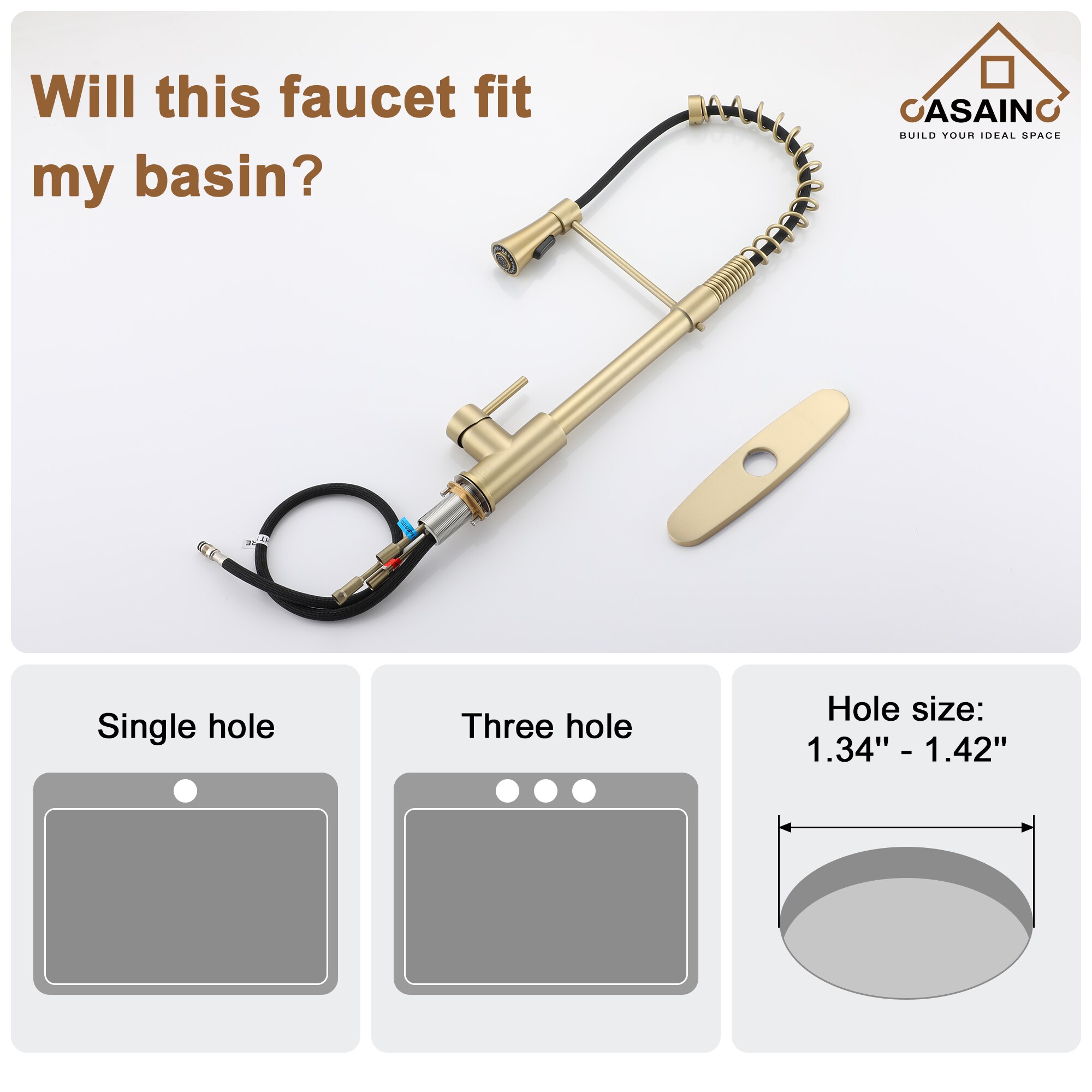 CASAINC CA-D0674-BG Kitchen-Faucets - View #3