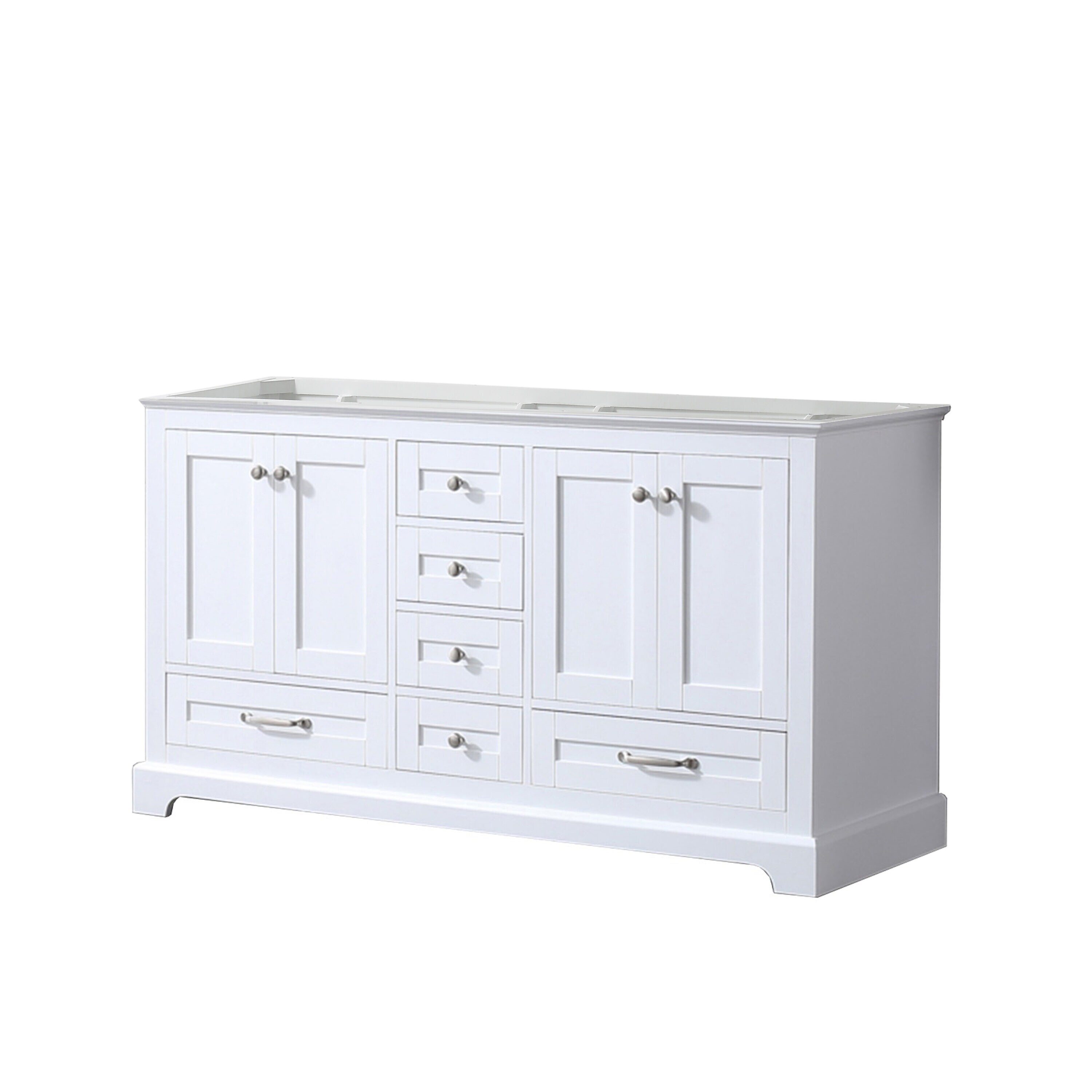 Dukes 60-Inch White Double Freestanding Vanity with Nickel Hardware