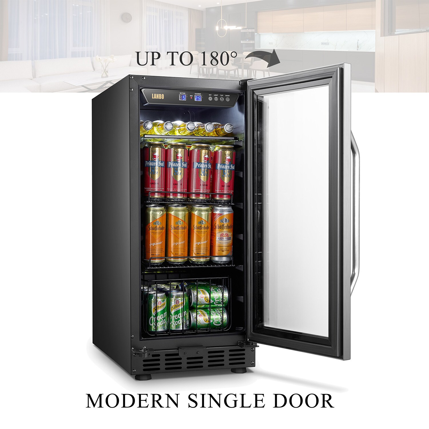 Husky 131L Beverage Refrigerator 4.6 Cu. ft. Freestanding Mini Fridge with Glass Door Color: Black