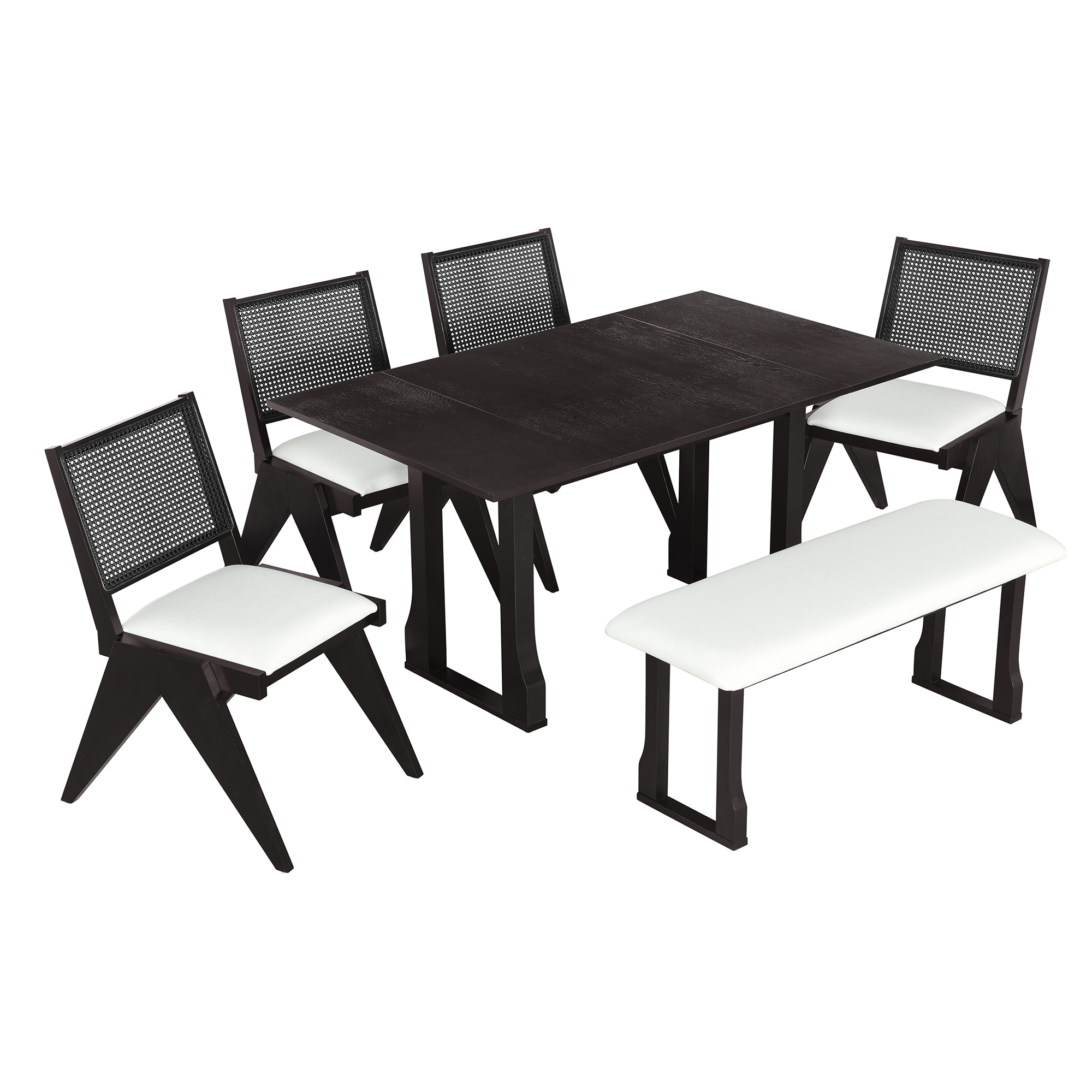 Siavonce XH73AAP Espresso Contemporary/Modern Dining Room Set with Rectangular Table ( Seats 6 )