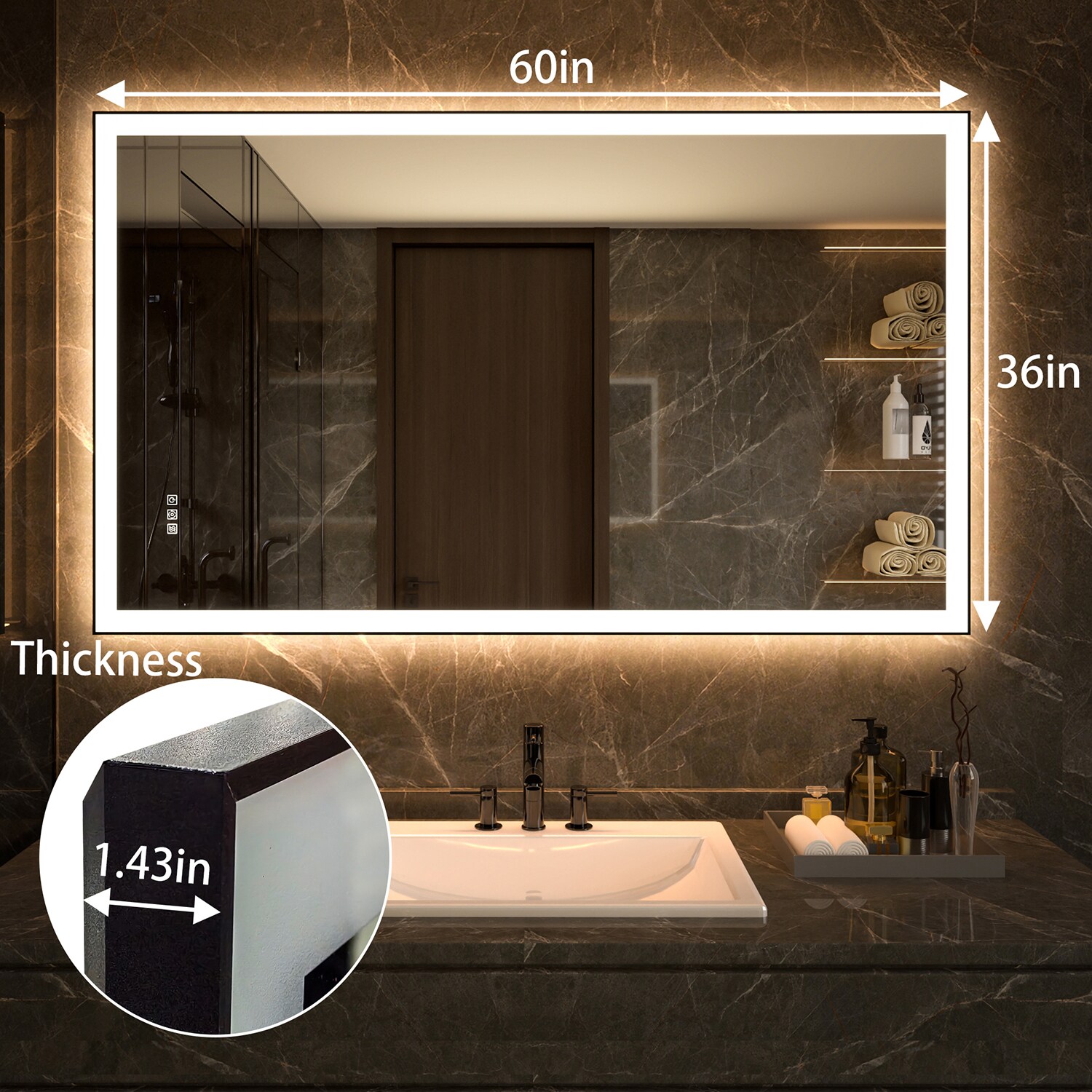 ExBrite KMBM6028BL Framed-Bath-Mirrors - View #3