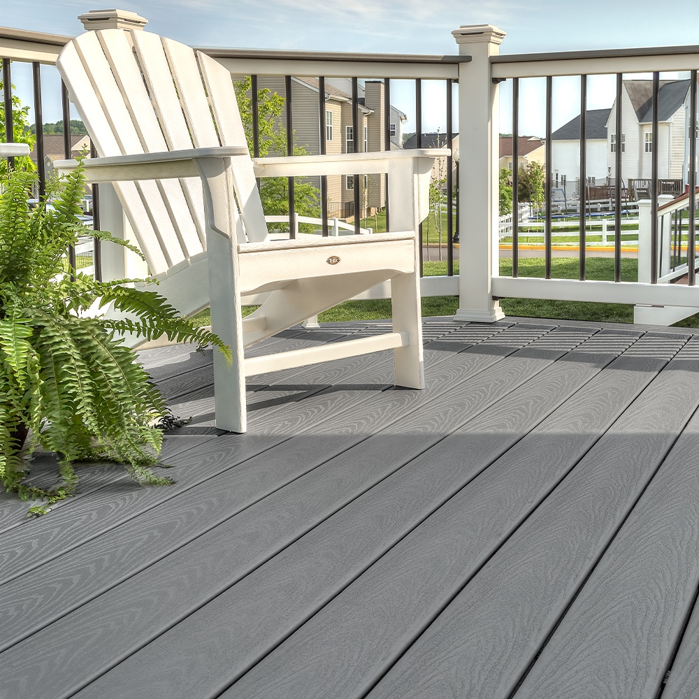 Trex Select 1-in x 6-in x 16-ft Pebble Grey Square Composite Deck Board ...