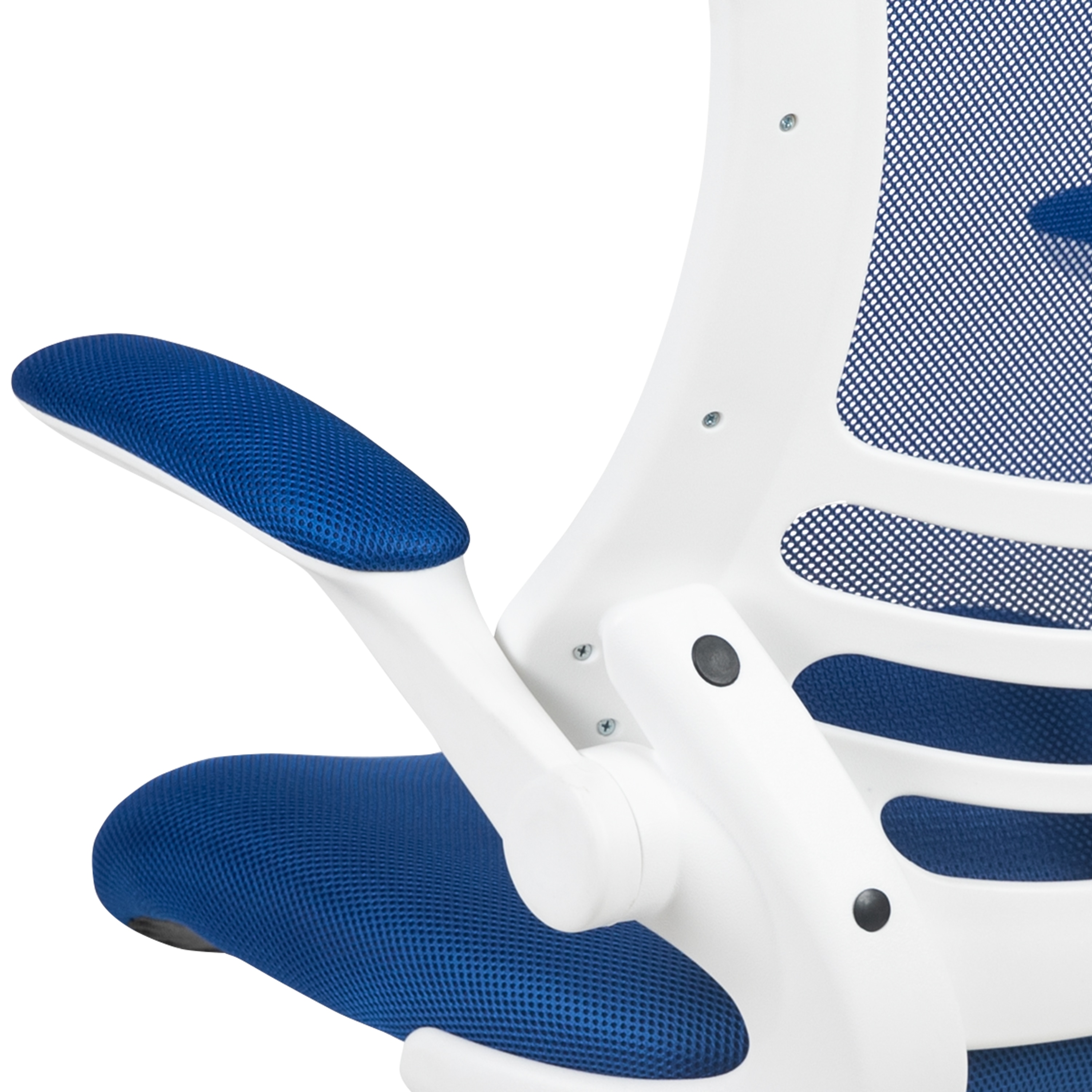 Modern Blue Mesh and White Plastic Ergonomic Swivel Task Chair