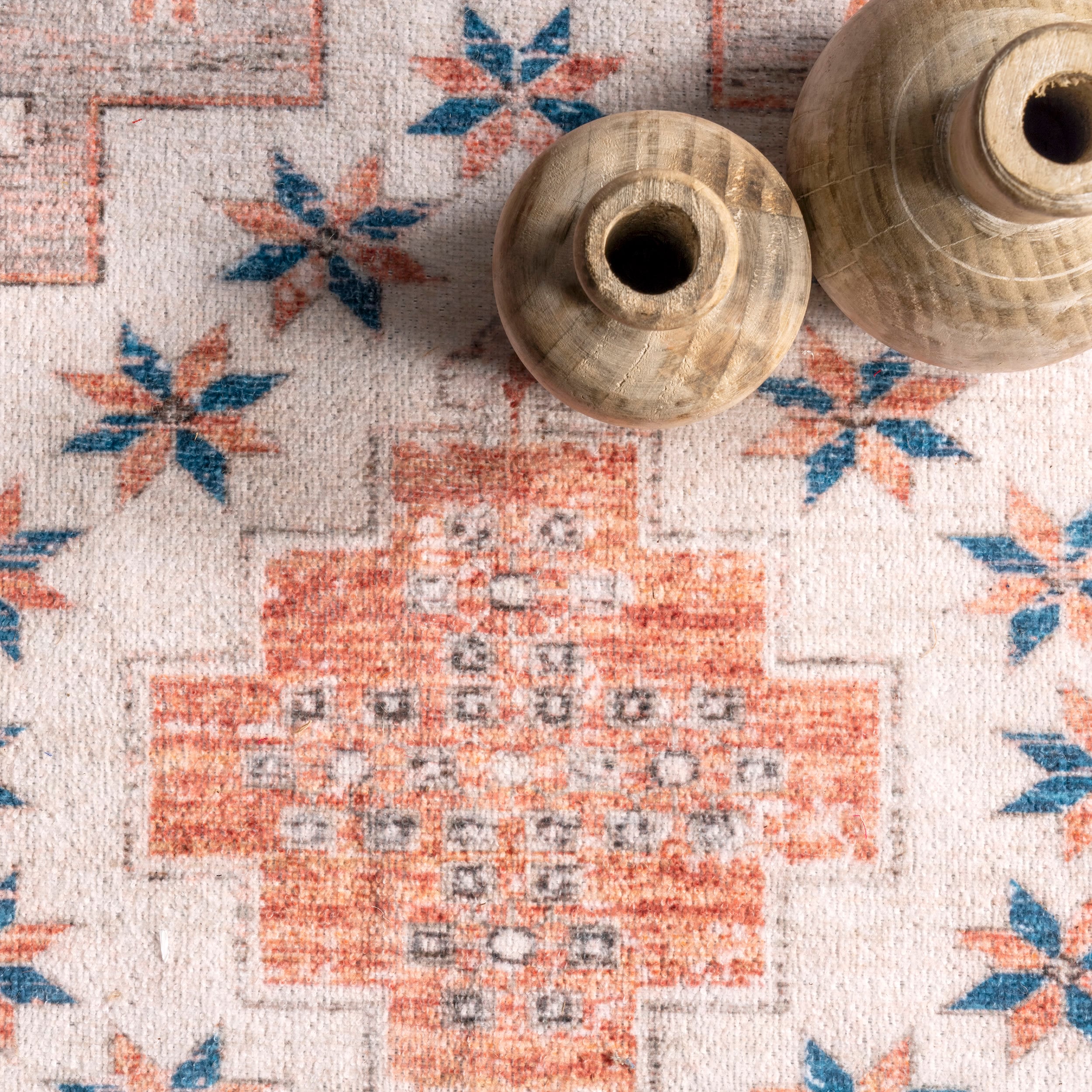 Alicia Gray and Rust Synthetic Medallion Washable 4' x 6' Area Rug