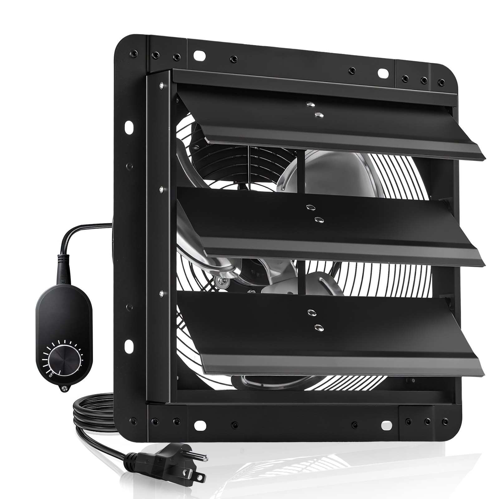 Mecale 12-in Shutter Exhaust Fan Wall Mount 1100 CFM AC Motor Steel Black