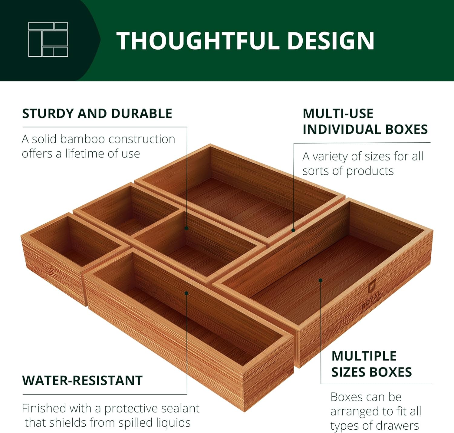 ROYAL CRAFT WOOD RCW-STBOX-DR-5-BRW Drawer-Organizers - View #2