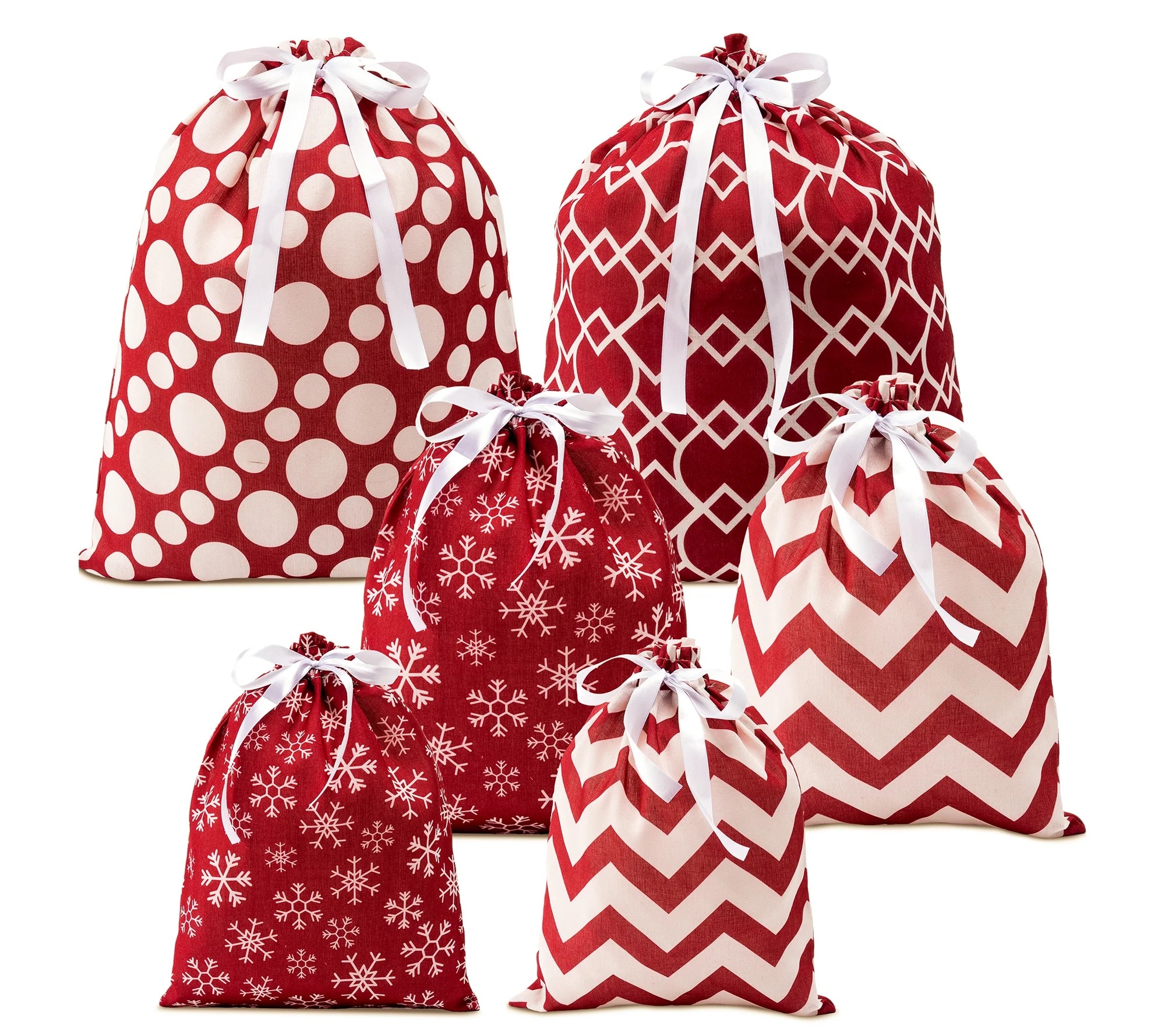 Joyfy 6 -Pack Christmas Faux burlap Gift Bag #11087-B