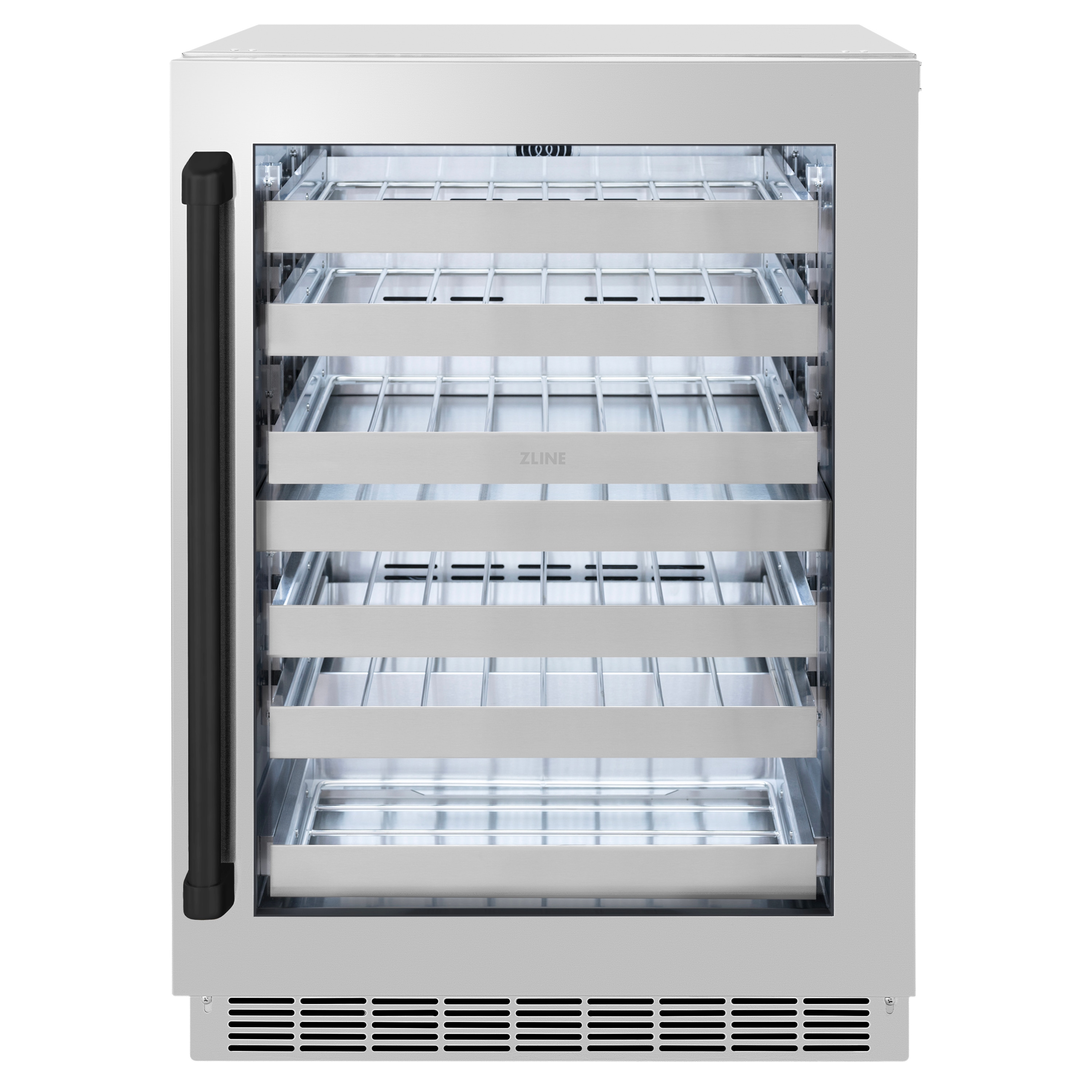 ZLINE KITCHEN & BATH RWDOZ-GS-24-MB 23.88-Inches W 44 -Bottles Stainless Steel Glass Door with Matte Black Handle Dual Zone Cooling Built-in Indoor or outdoor Wine Cooler