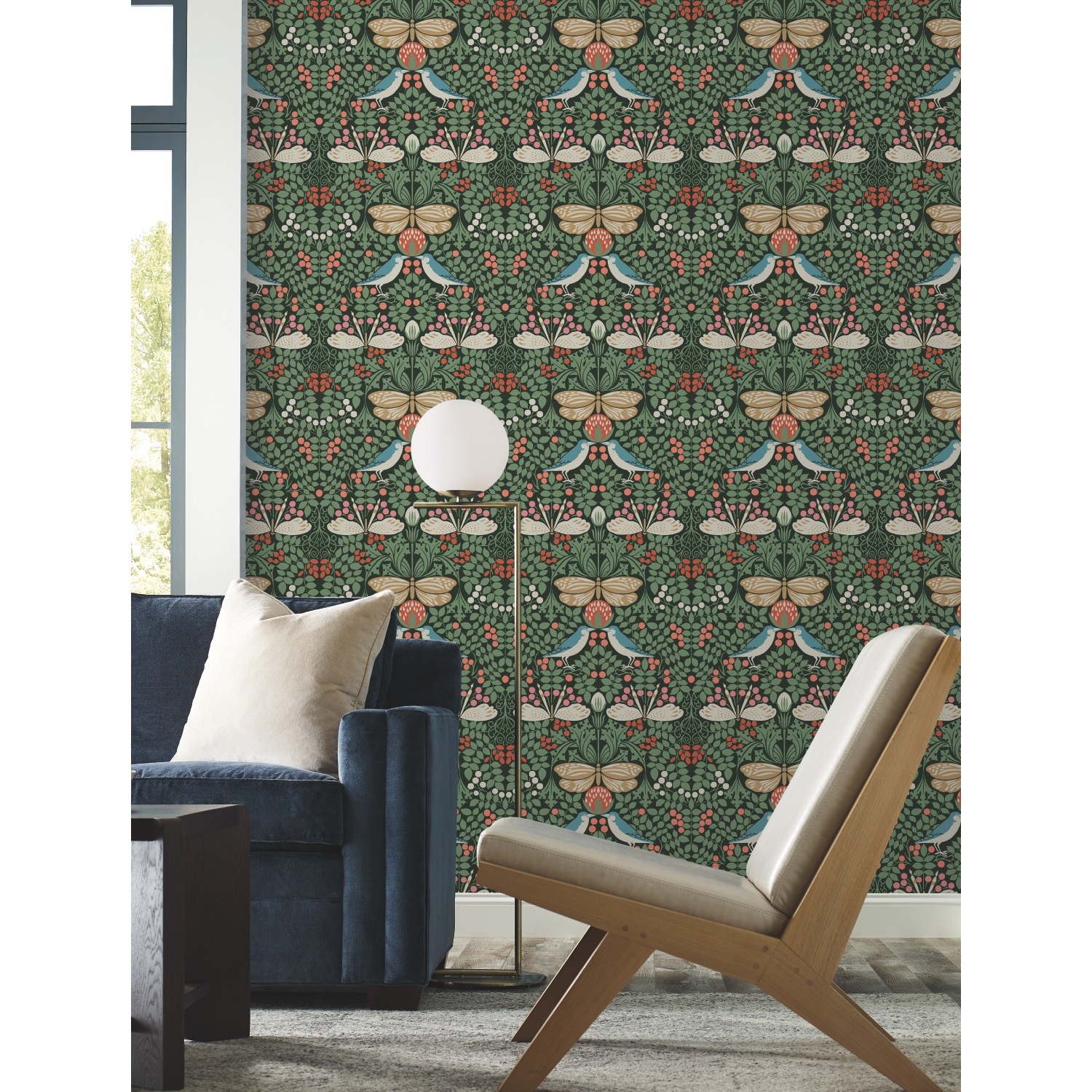 York Wallcoverings AC9161 Ronald Redding Arts and Crafts 56.4-Sq. Feet Green Non-woven Ivy/Vines Unpasted Wallpaper