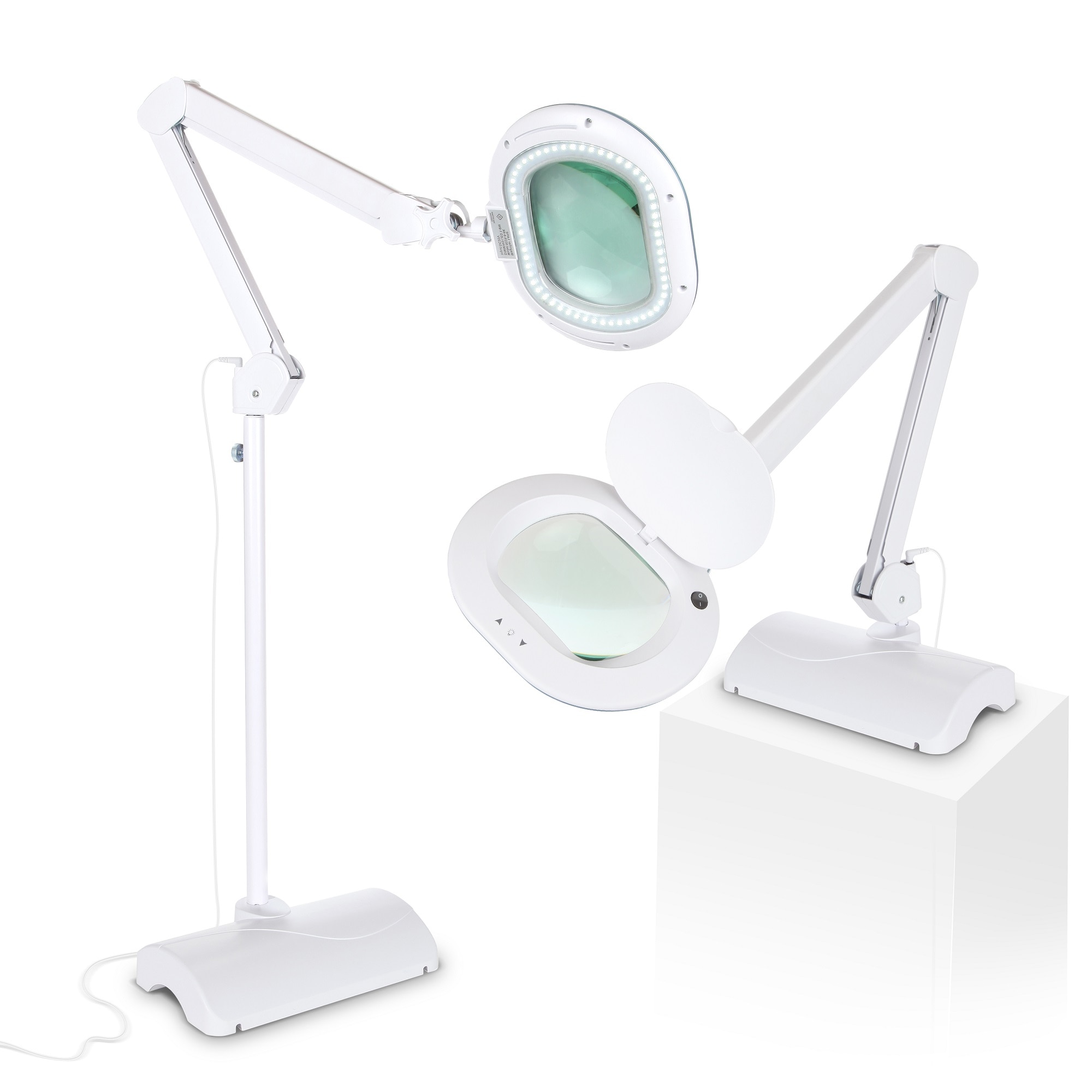 White Adjustable Arc Energy Star Magnifying Floor Lamp