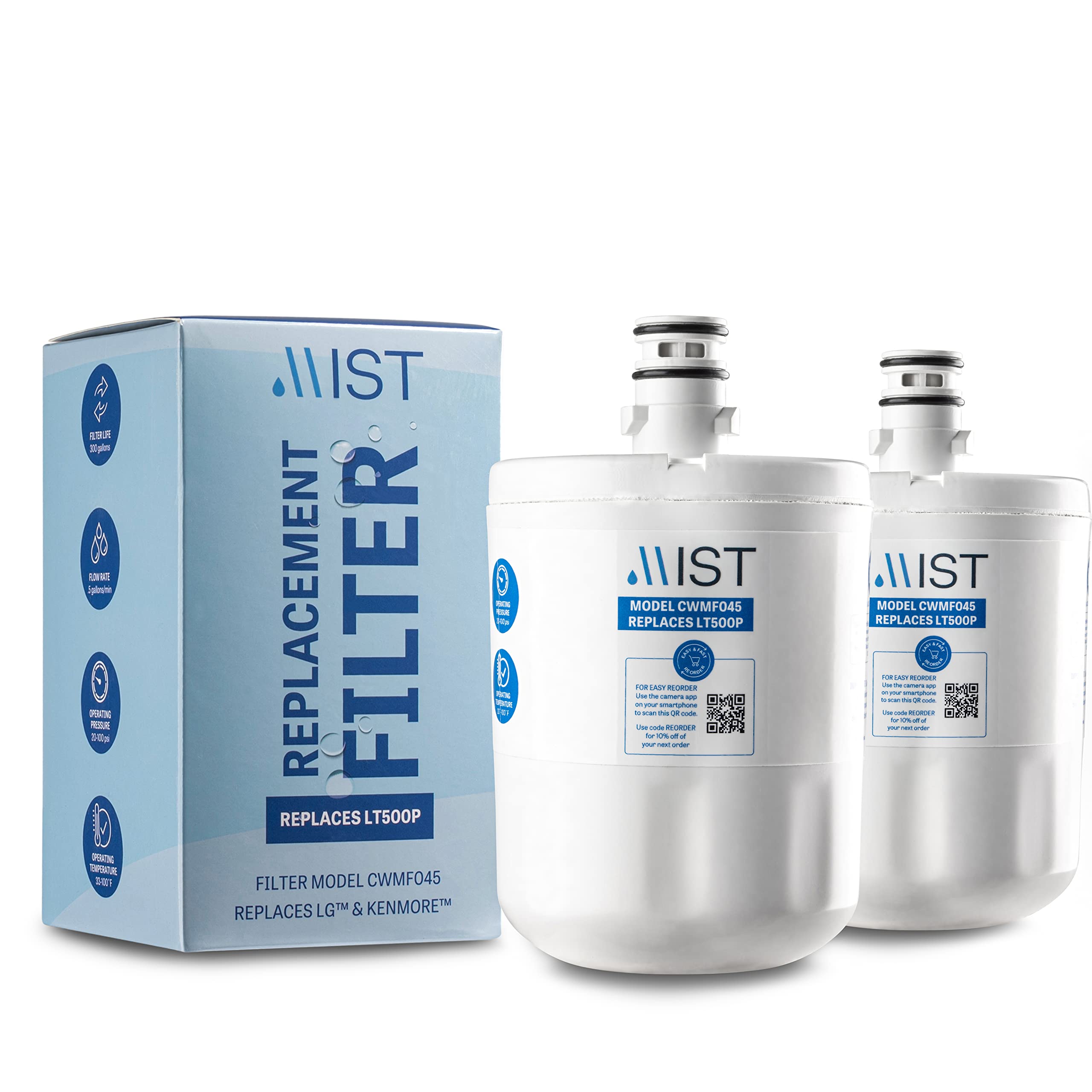 Mist CWMF245 Twist-in Refrigerator Water Filter LT500P 2 -Pack