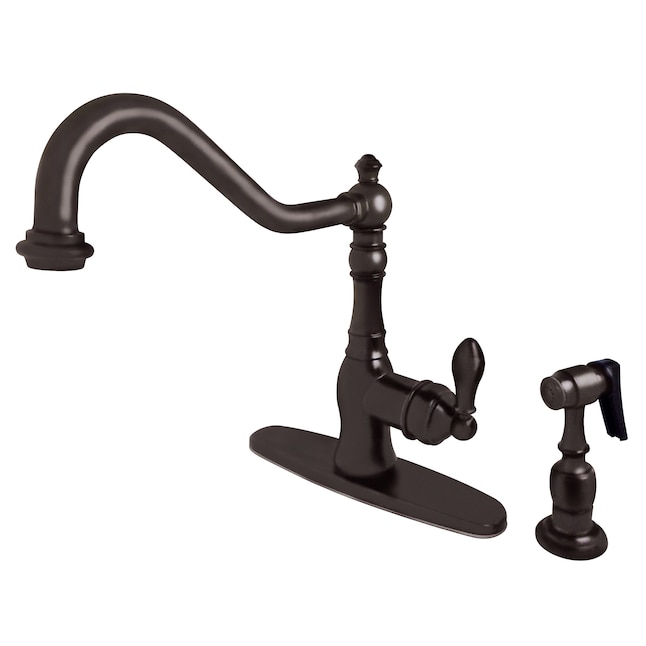Kingston Brass American Classic Oil-Rubbed Bronze 1-Handle Deck-Mount Pull-Down Handle Kitchen Faucet (Deck Plate Included) Kingston Brass American Classic Oil-Rubbed Bronze 1-Handle Deck-Mount Pull-Down Handle Kitchen Faucet (Deck Plate Included)