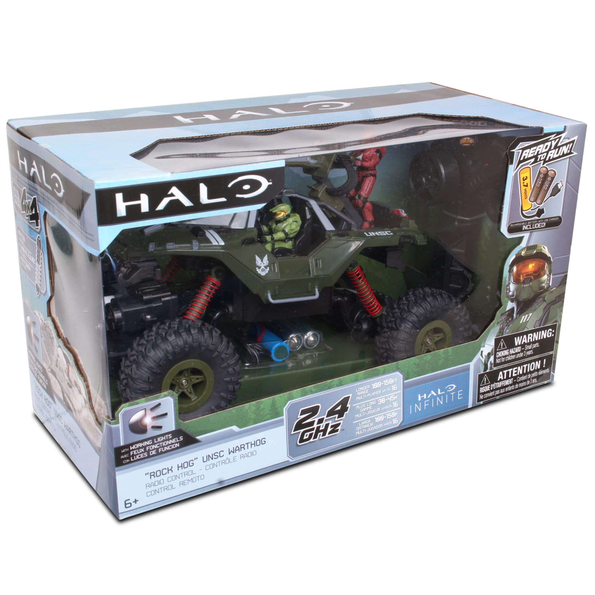HALO G0698143007712 Halo Infinite RC Warthog Rock Hog 1:18 Scale Vehicle with Master Chief and UNSC Spartan-IV Characters