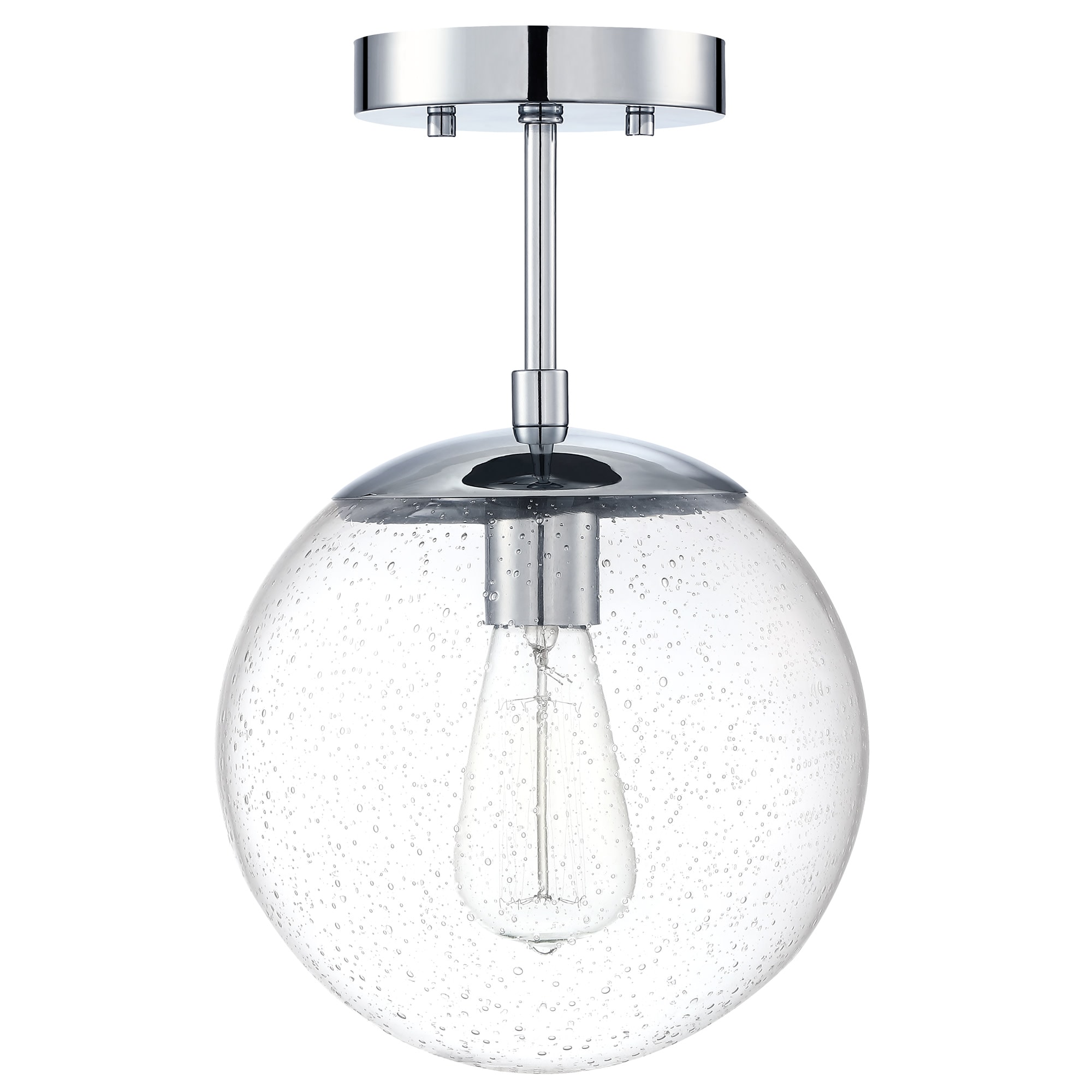 Matte Black and Chrome Glass Globe LED Ceiling Light