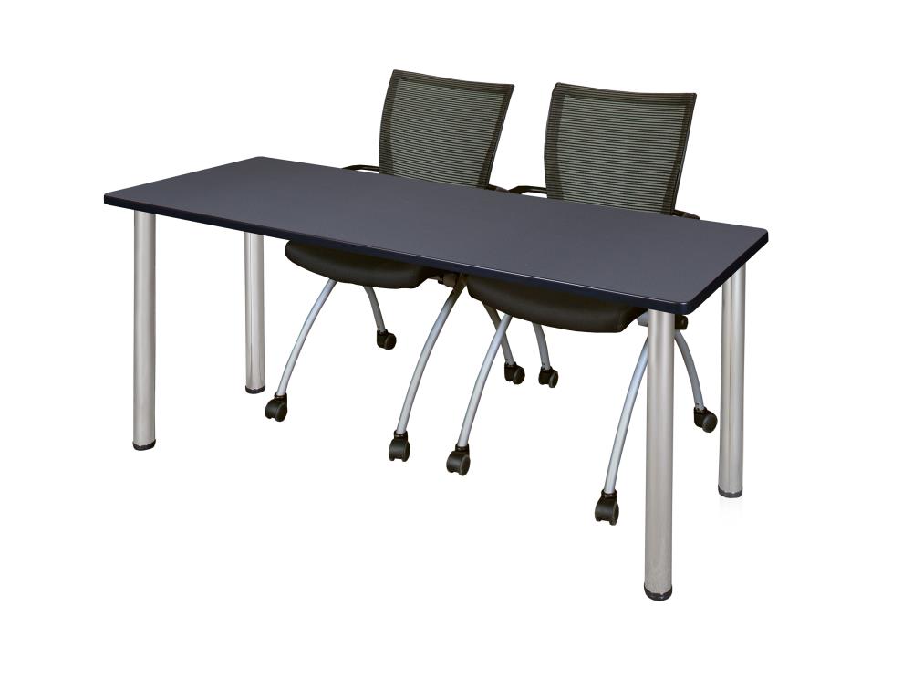 Regency MT7224GYBPCM09BK Training Gray 4-Person Training Table (72-in W x 29-in H)