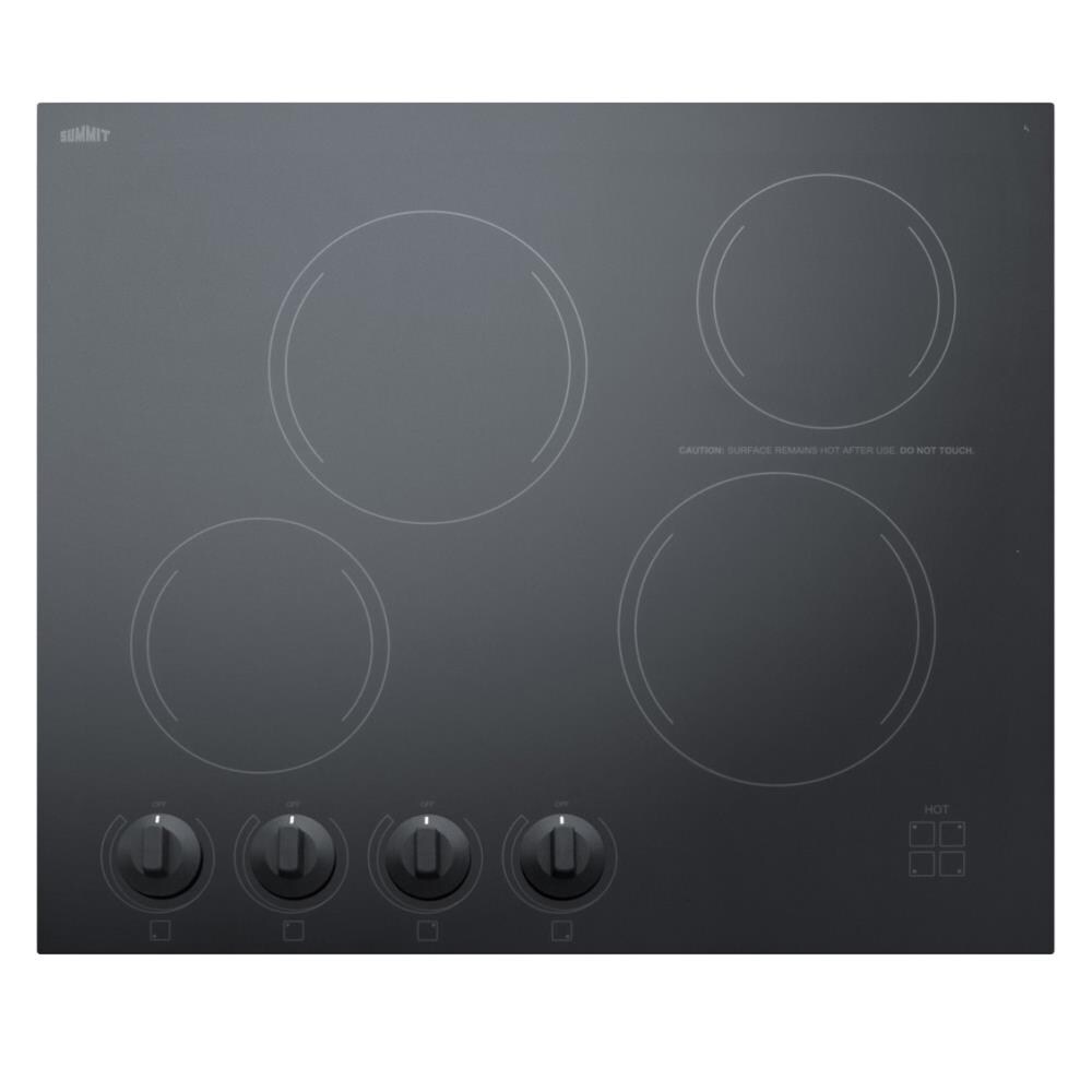 Summit Appliance CREK4B 24-in 4 Elements Smooth Surface (Radiant) Black Electric Cooktop