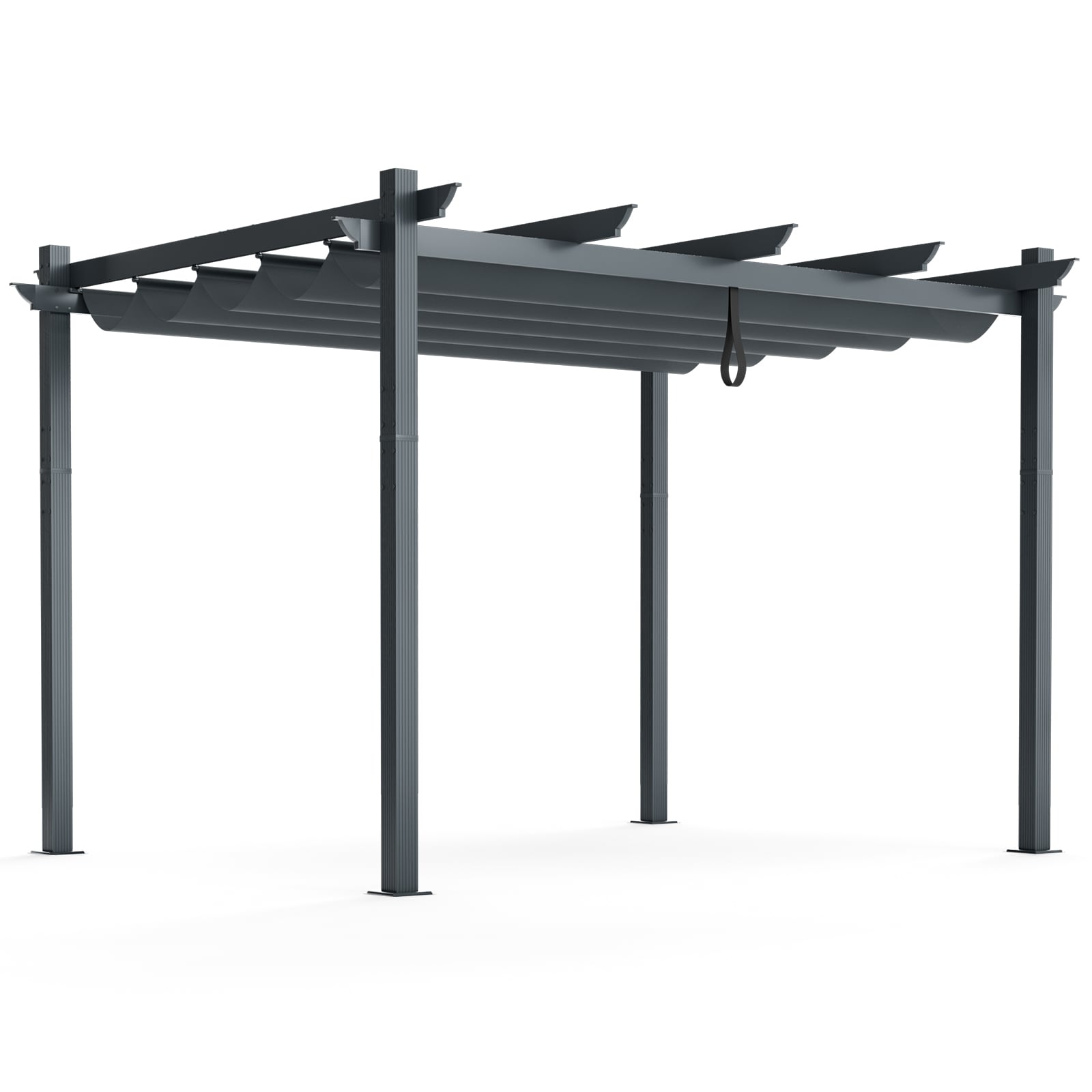 WELLFOR TDG10912GR 10-ft W x 12-ft L x 8-ft H Gray Metal Freestanding Pergola with Canopy