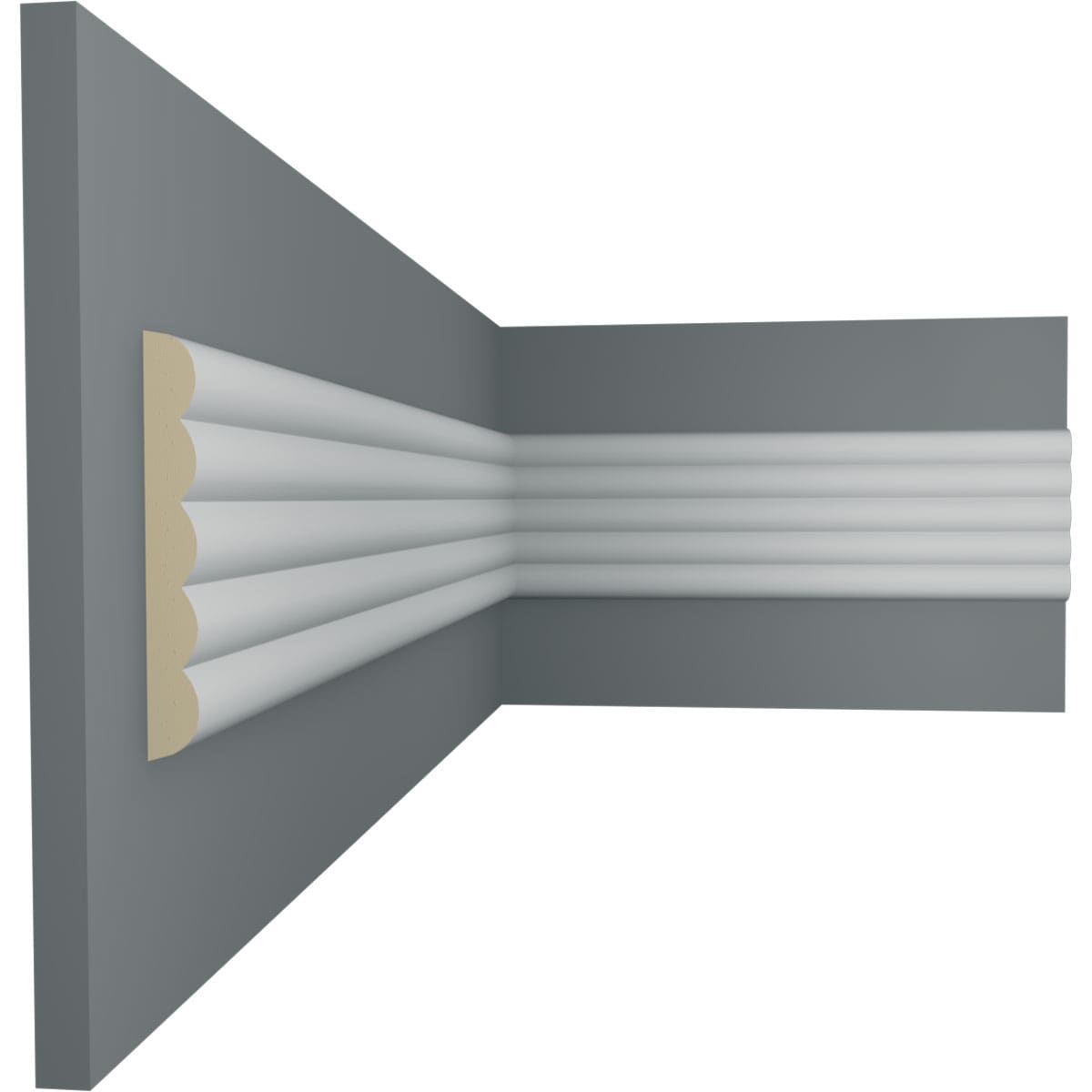 Primed White Polyurethane Fluted Panel Moulding