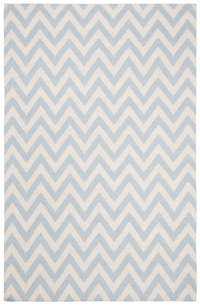Safavieh DHU557B-6 Dhurries Farrah 6 x 9 (ft) Wool Blue/Ivory Rectangular Indoor Chevron Coastal Area rug