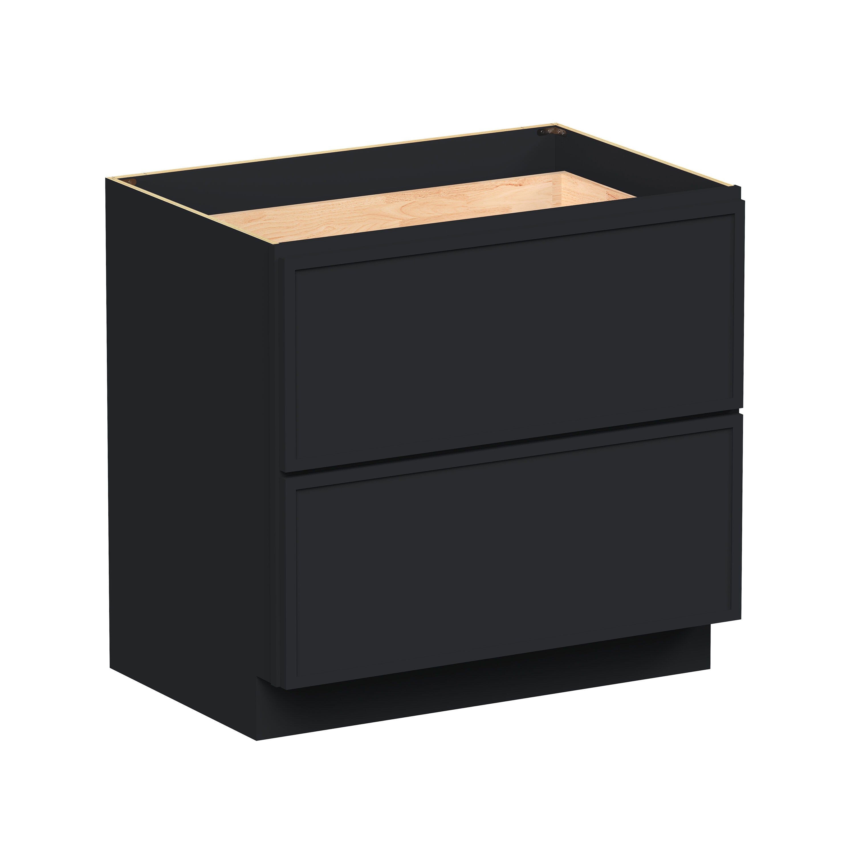 Boyel Living 36-in W x 34.5-in H x 24-in D Black Shaker Ready-to-Assemble Kitchen 2-Drawer Base Cabinet with Soft-Close Drawers #BL-2DB36SSE