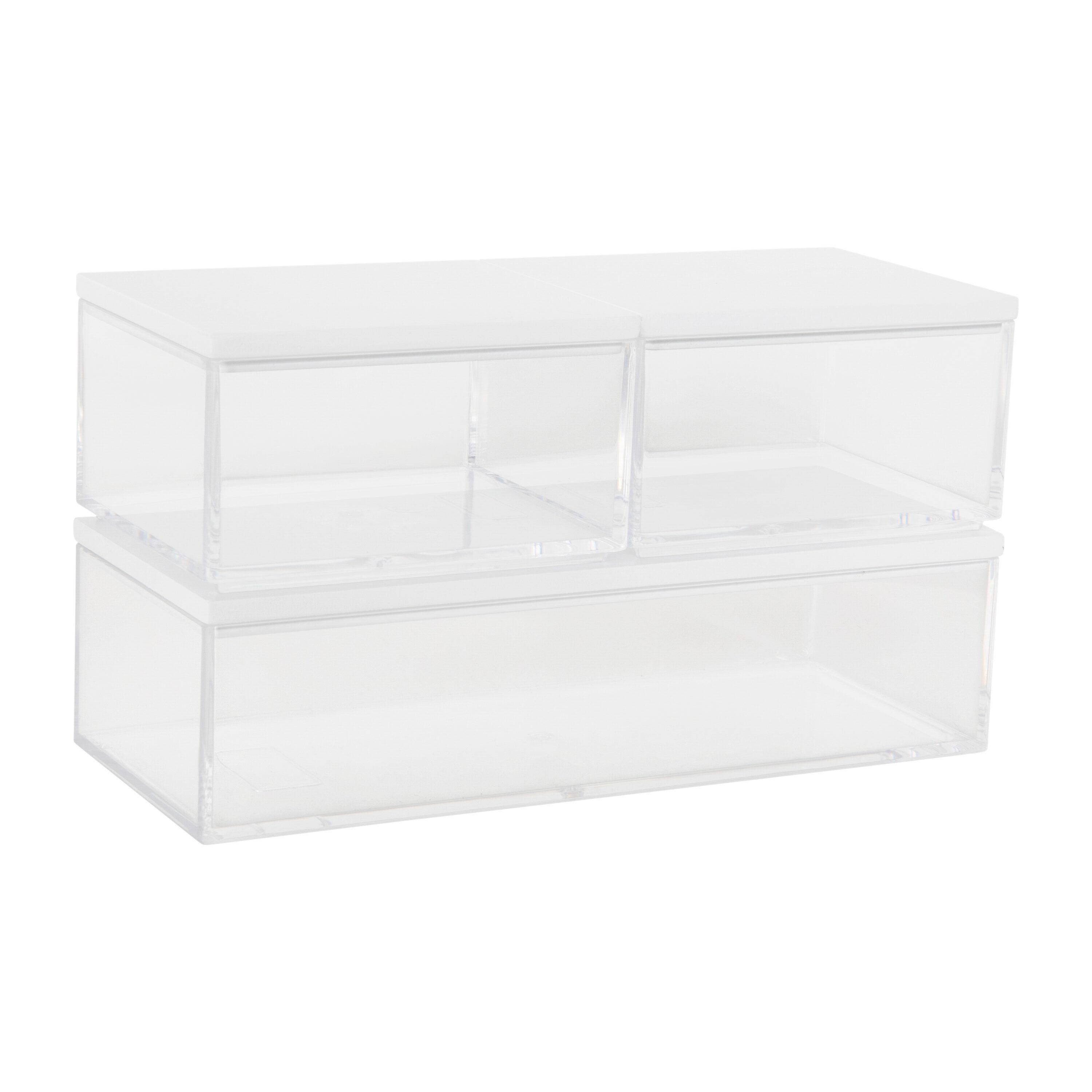 Flash Furniture Brody Small Storage Bin in Clear and Light Natural (Set of  3)
