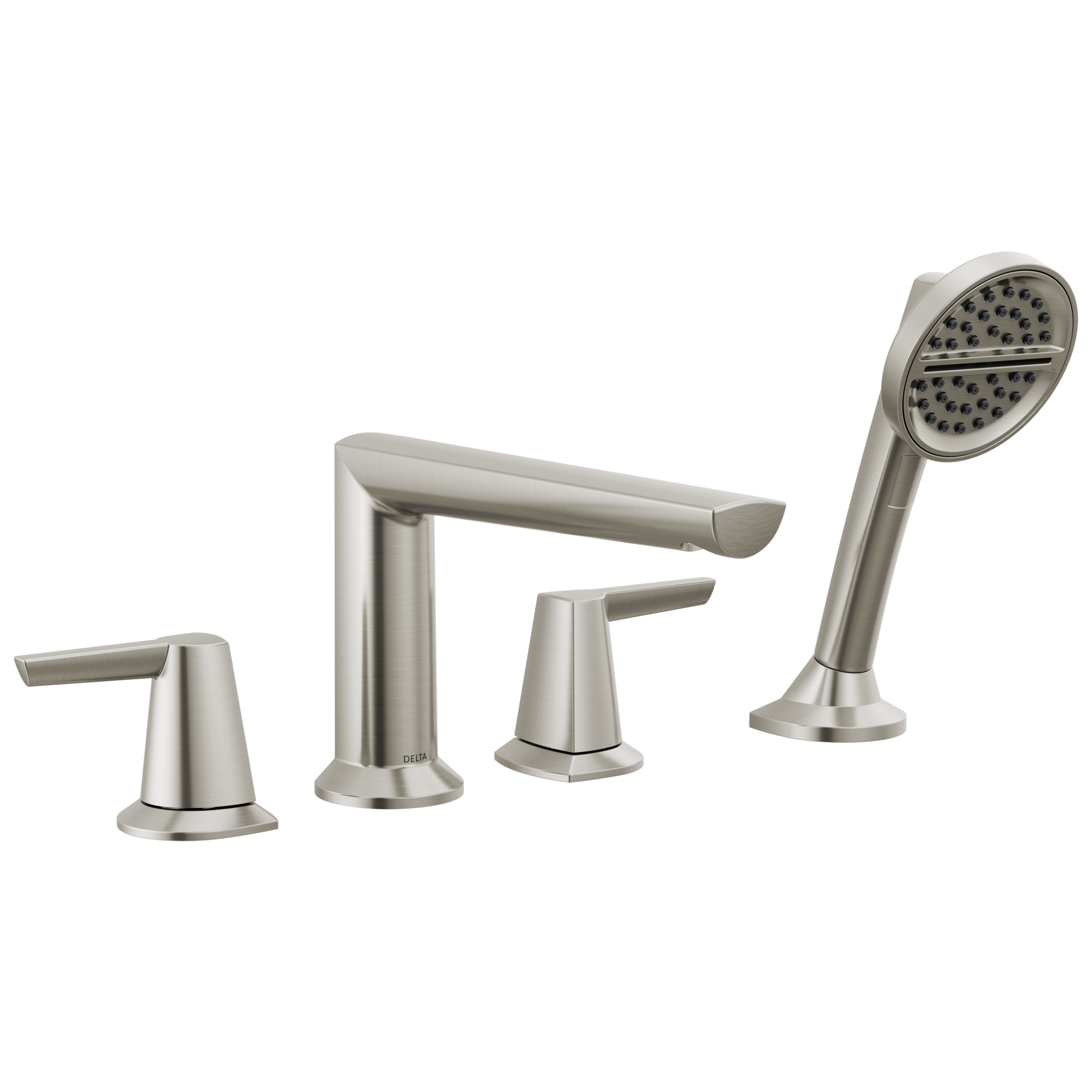 Delta T4771-SS-PR Galeon Lumicoat Stainless 2-handle Deck-mount Roman Low-arc Bathtub Faucet with Hand Shower