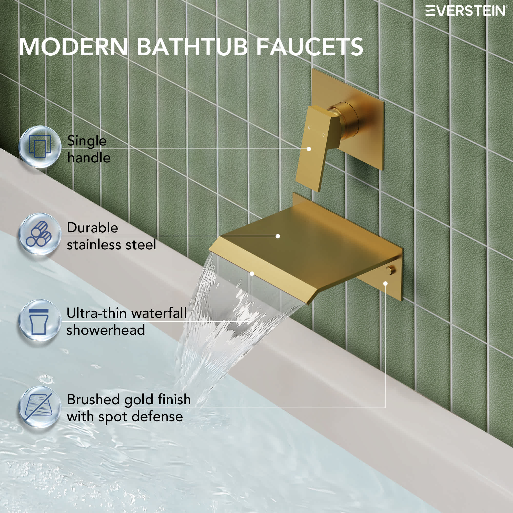 EVERSTEIN SFS-1110-GD Roman-Tub-Faucets - View #6