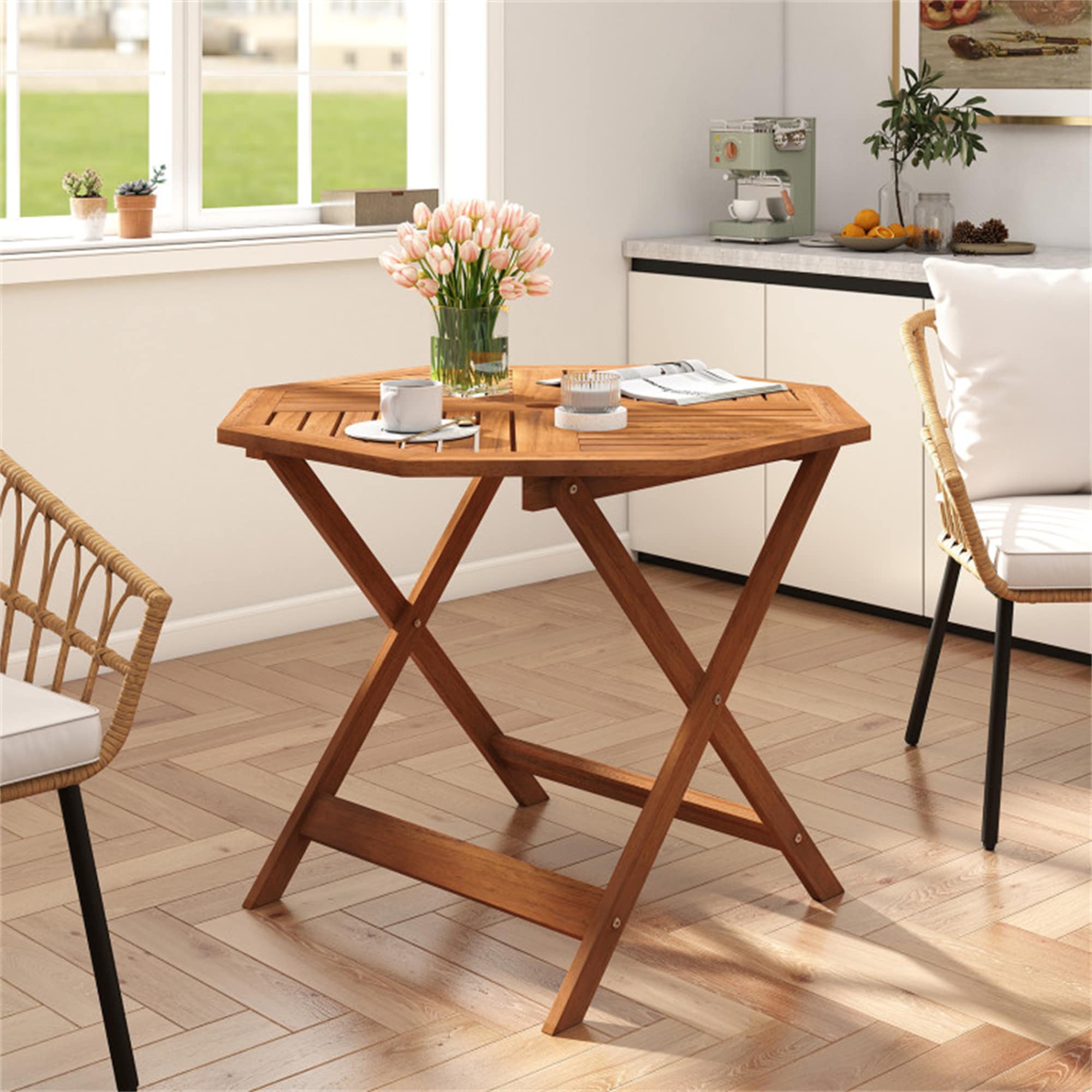 BABOOM Wood Patio Octagon Dining Table Octagon 35.5-in W x 35.5-in
