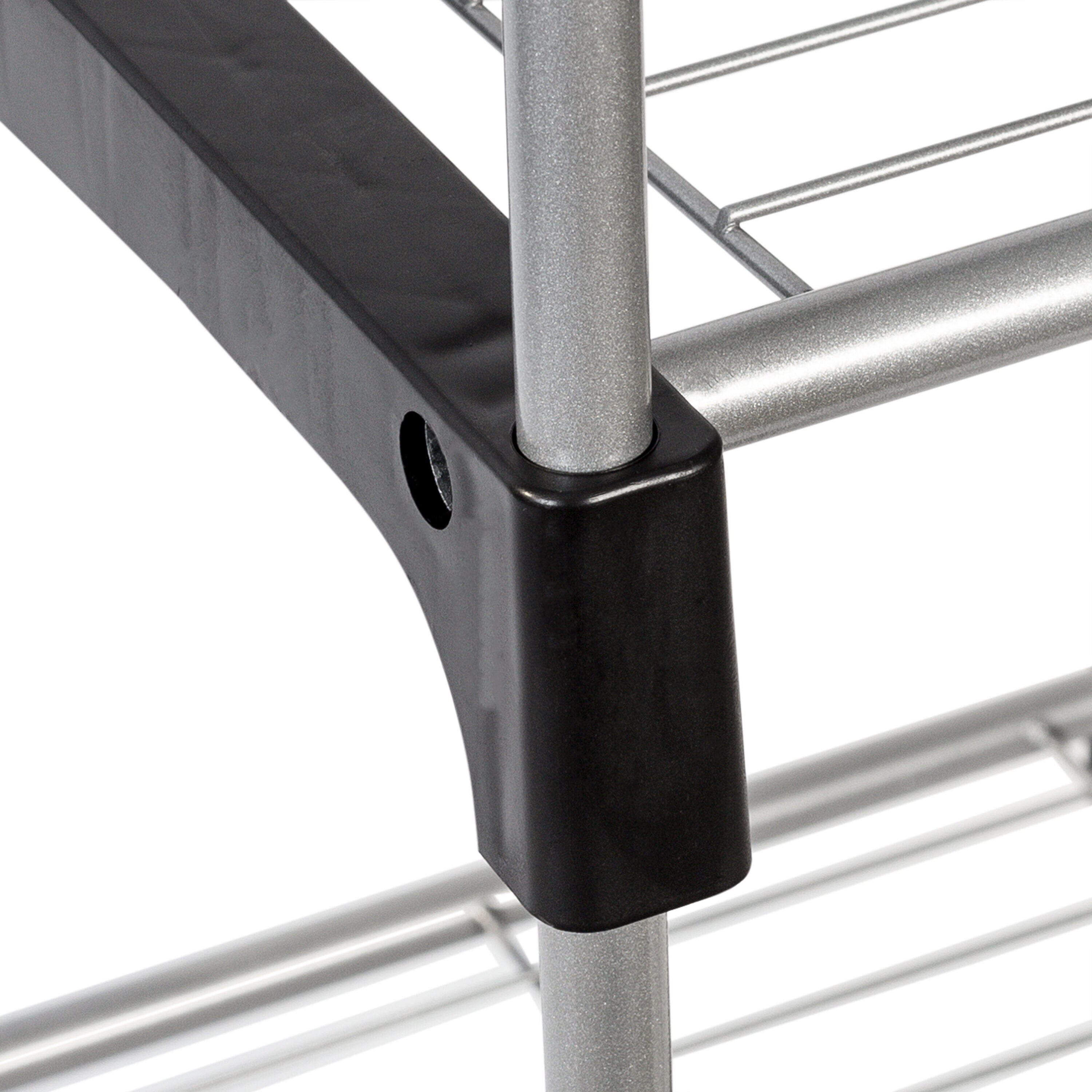 Silver and Black Steel Double Rod Freestanding Closet with Shelves