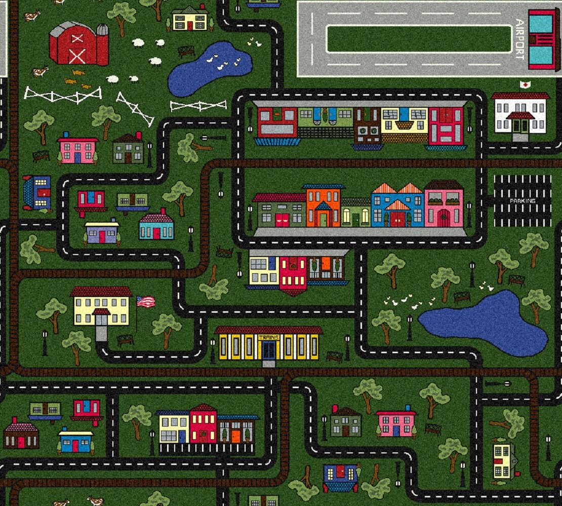  1414W-01 Home and Office Tiny Town Green 26-oz sq yard Nylon Pattern Indoor Carpet