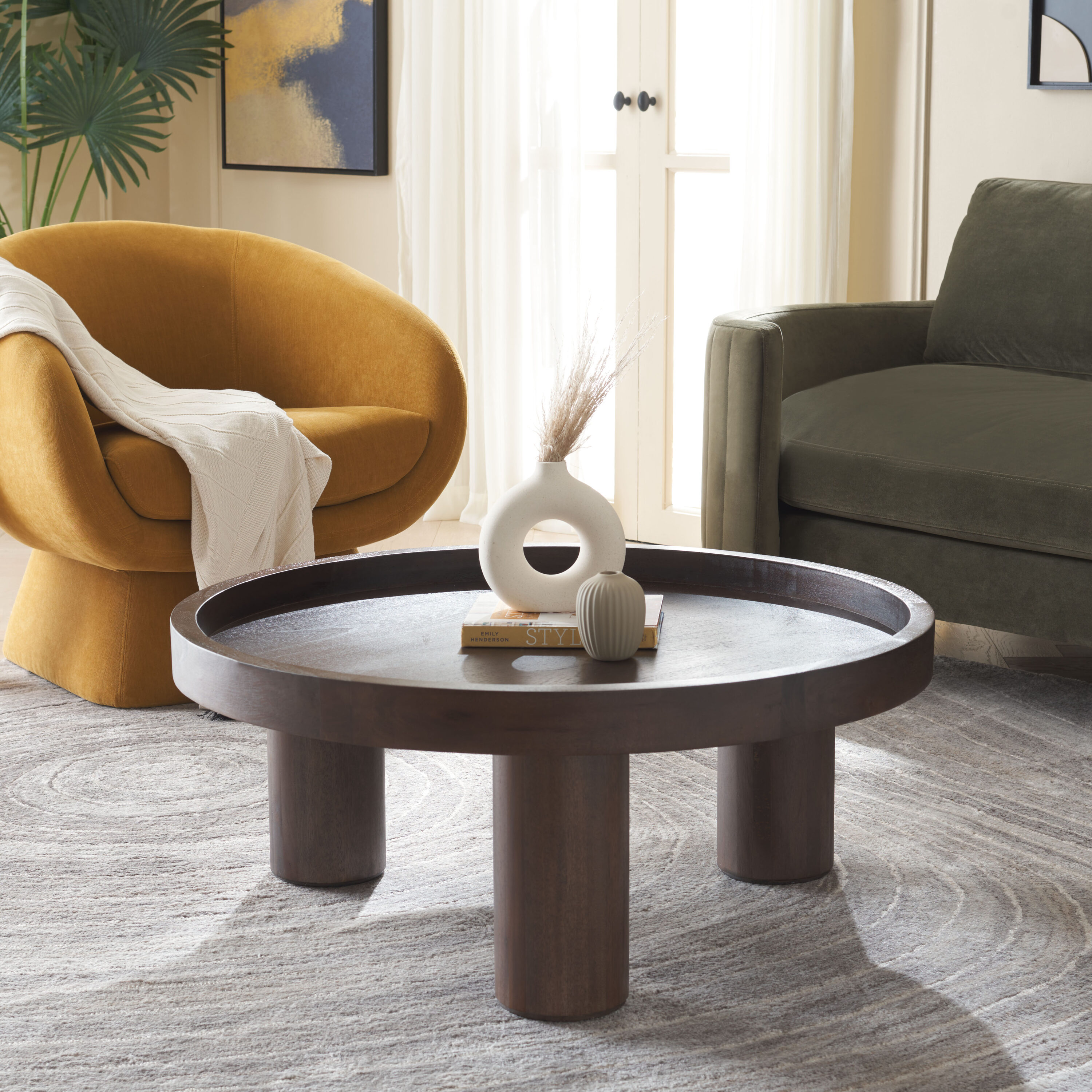 Safavieh COF6603B Veneer Wood Farmhouse Coffee Table