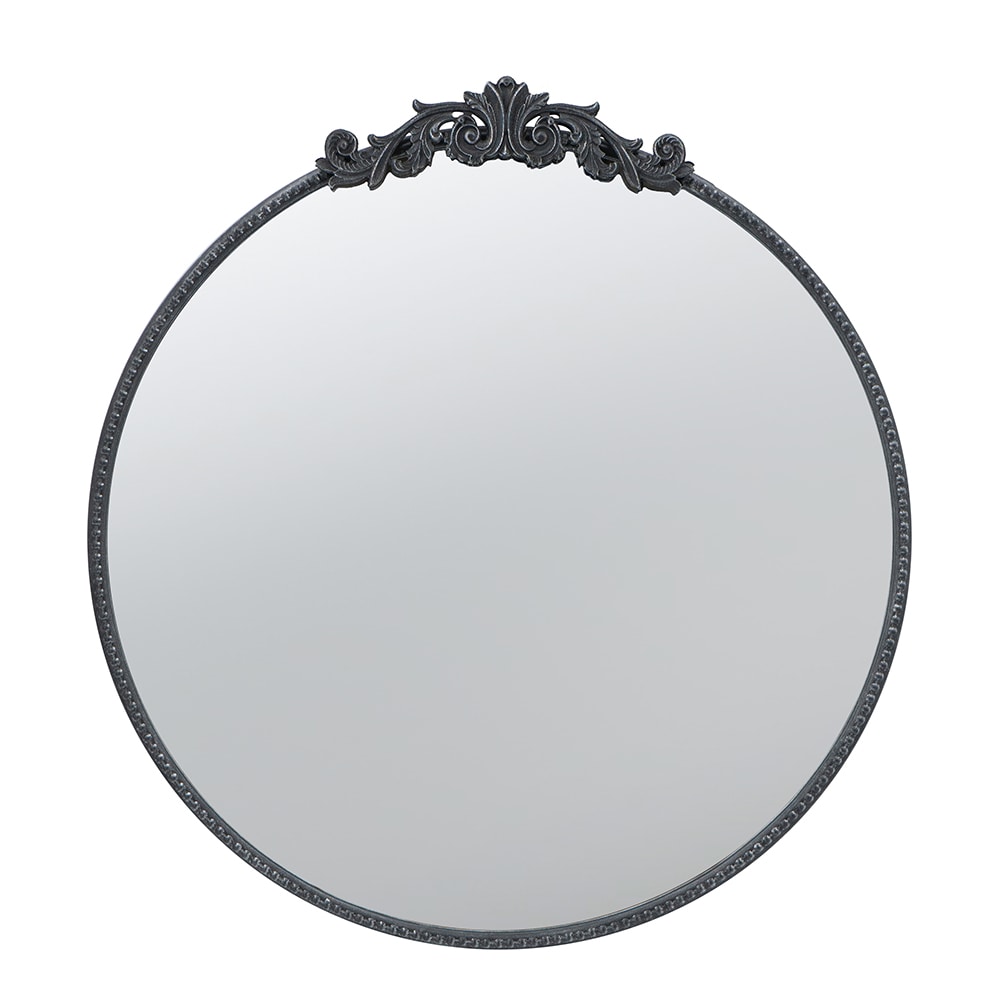Siavonce XH24101 30-in W x 32-in H Round Black Framed Full Length Wall Mirror