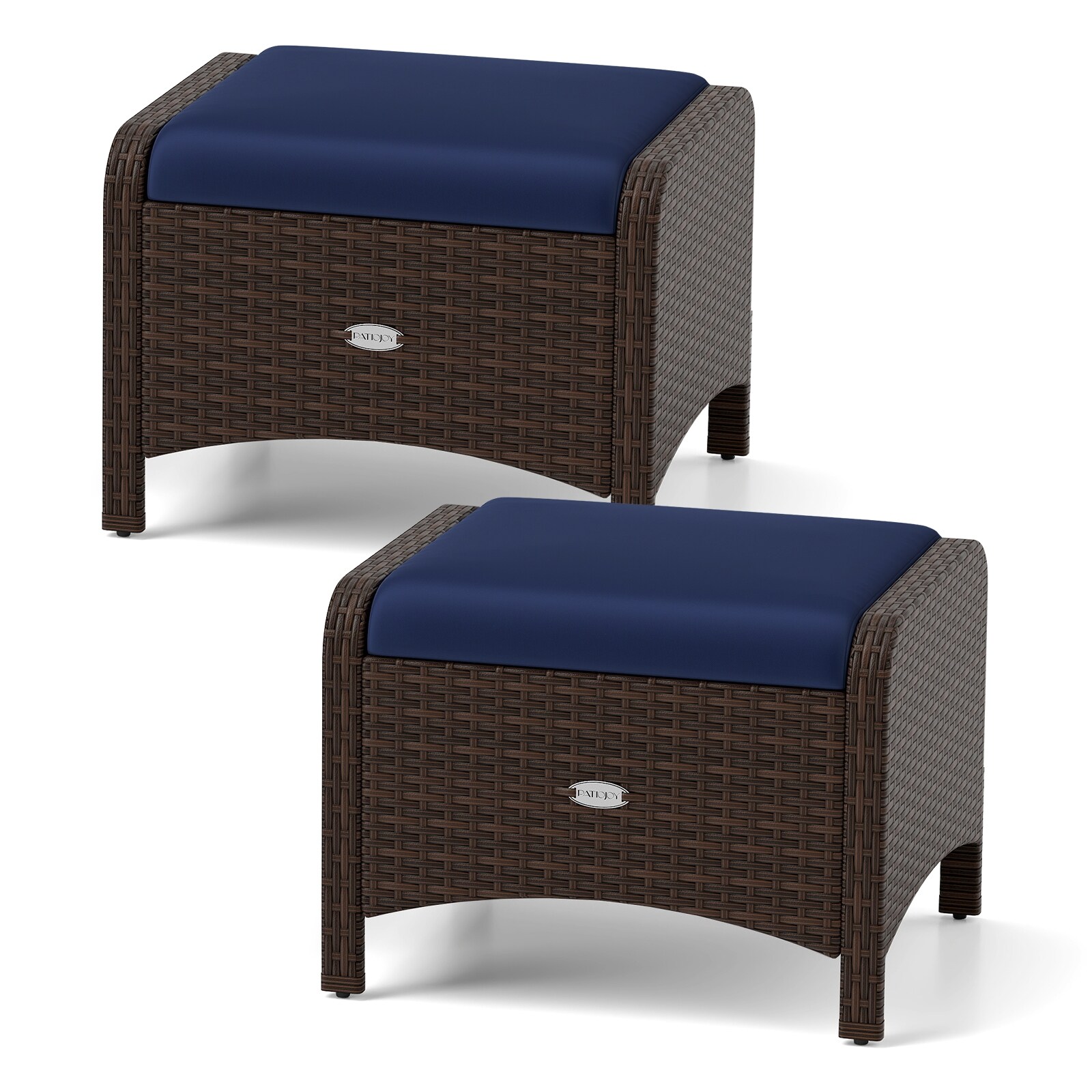 LIVIZA OUS72986NY Mixed Brown Rattan Ottoman
