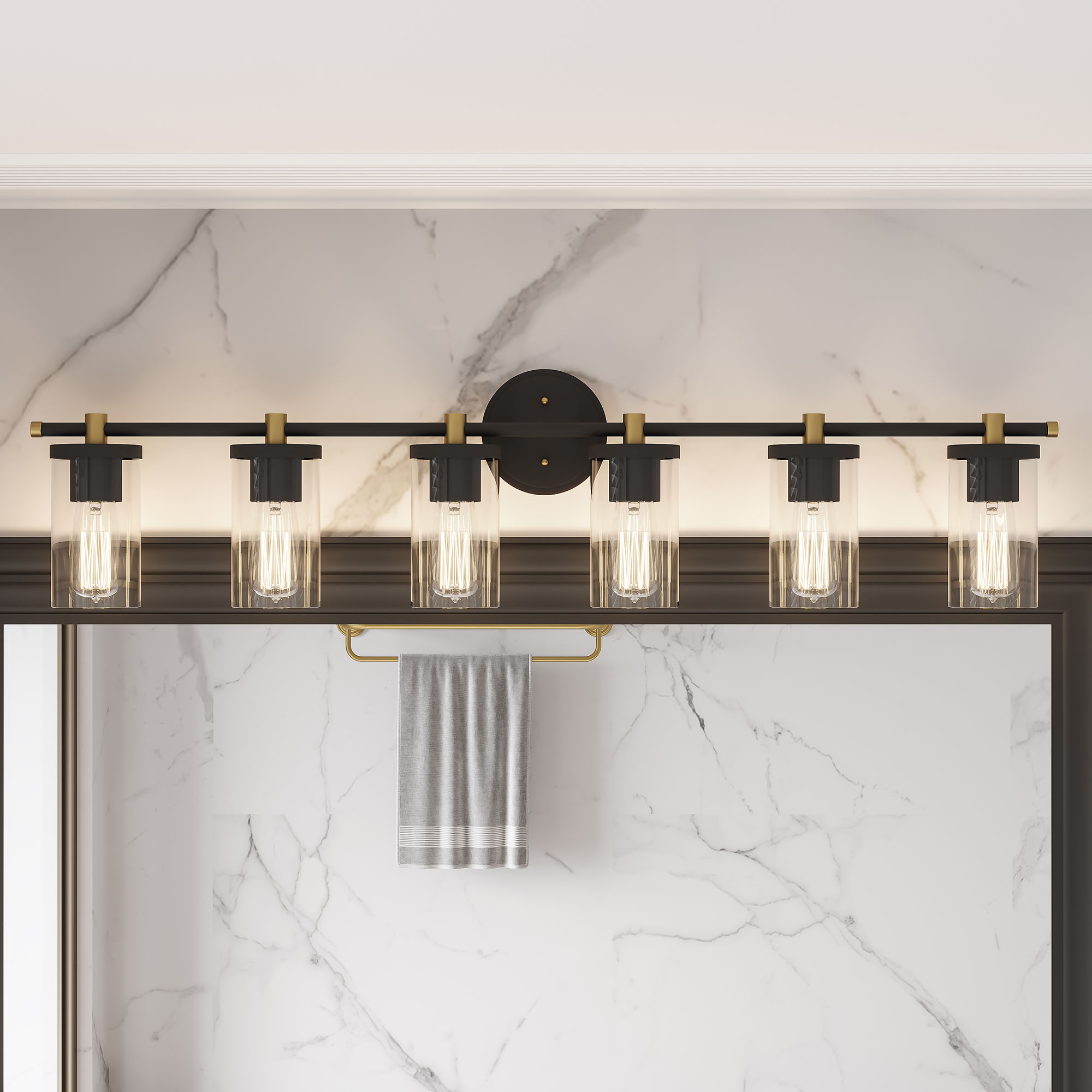 ACROMA 2606AZBGCL Iria 45-in 6 -Light Matte Black Modern/contemporary Vanity light