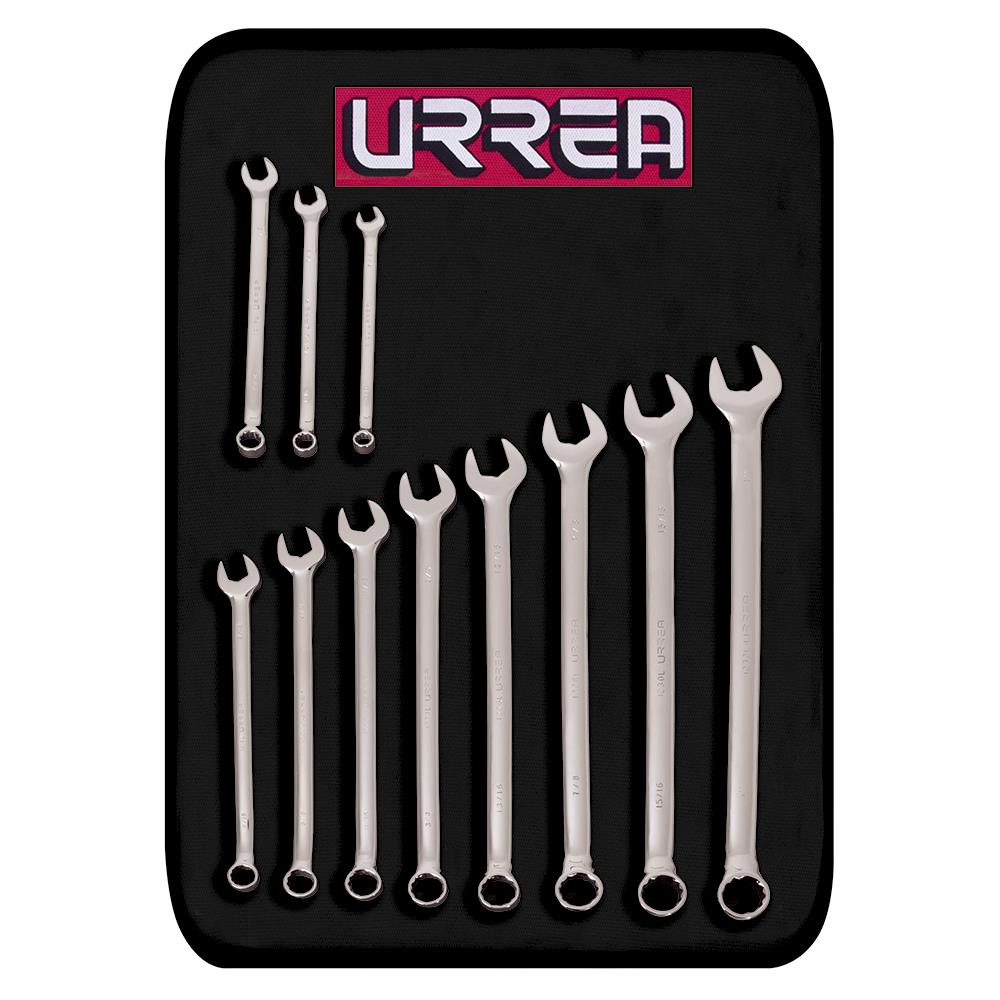 URREA 1200AL 11 -Piece Set 12-point Standard (SAE) Standard Combination Wrench Includes Soft Case