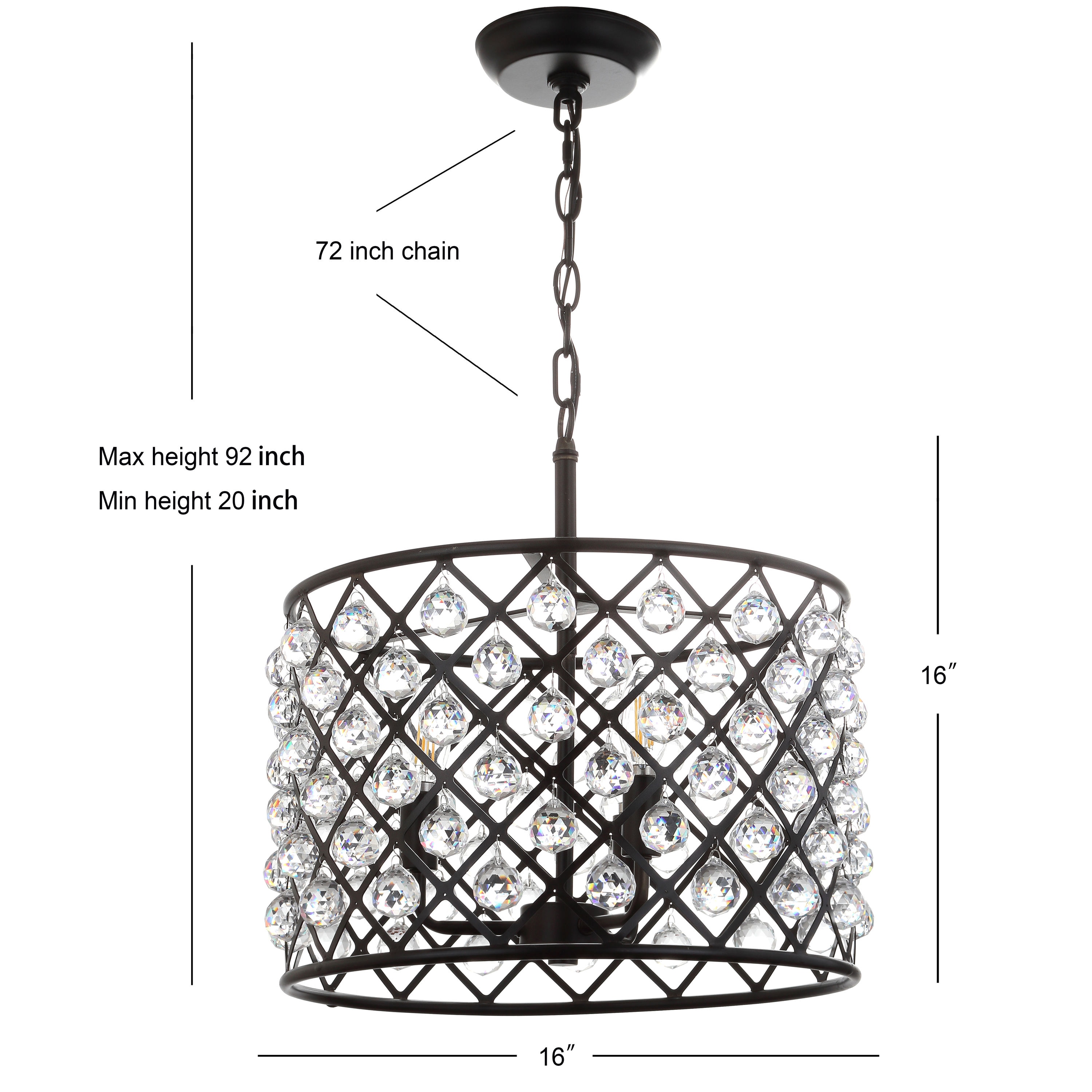 Gabrielle 16" Oil-Rubbed Bronze Crystal LED Drum Pendant
