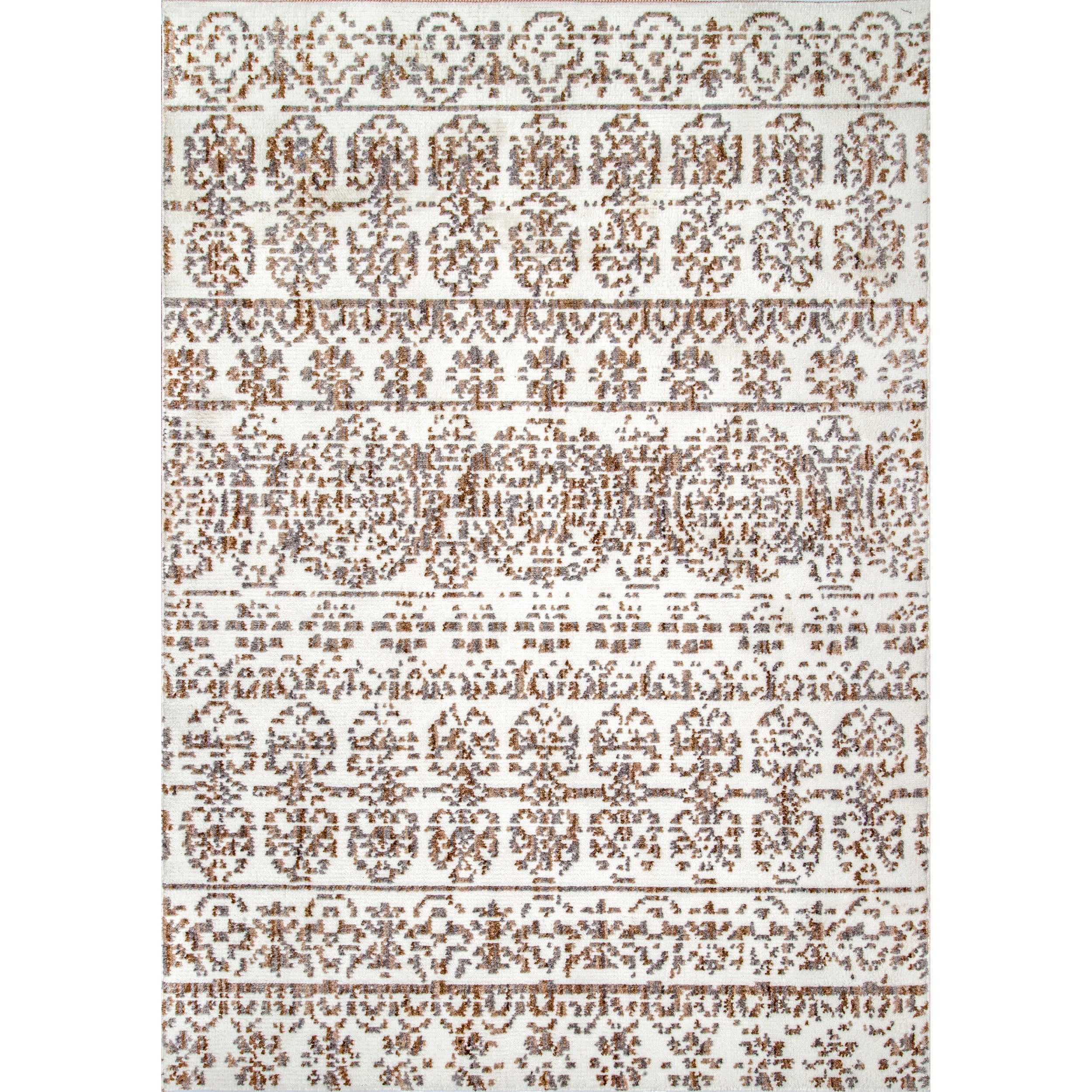 Reversible Striped Florence Beige 4' x 6' Synthetic Area Rug