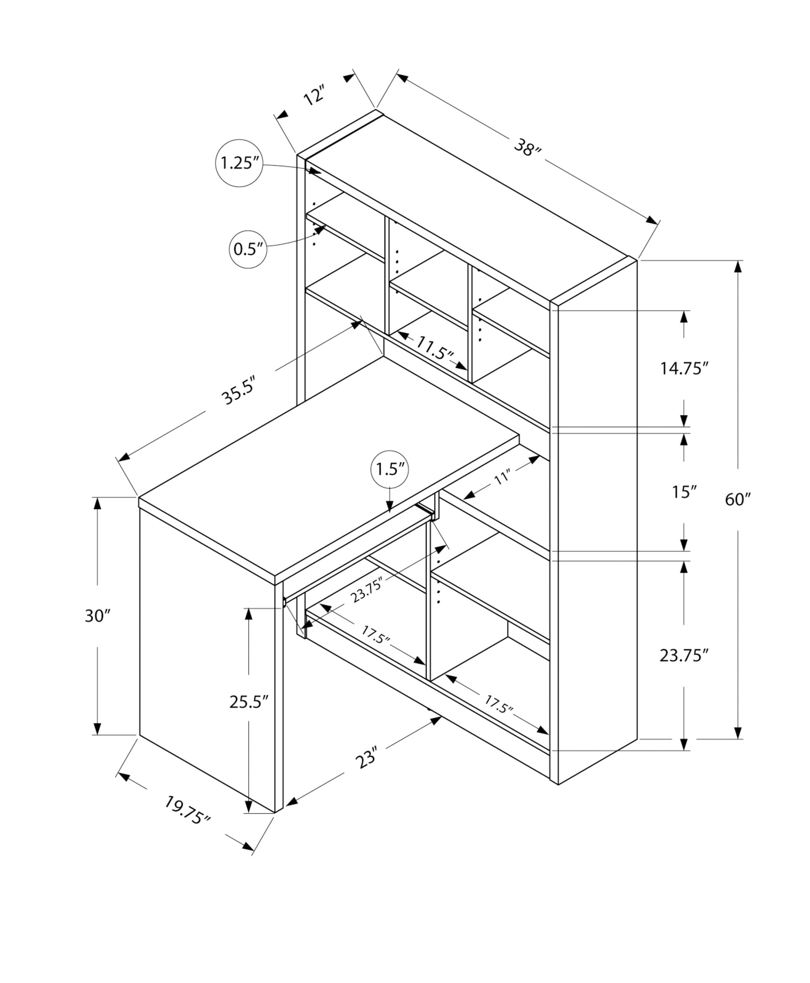Monarch Specialties LO7041 desks - View #5