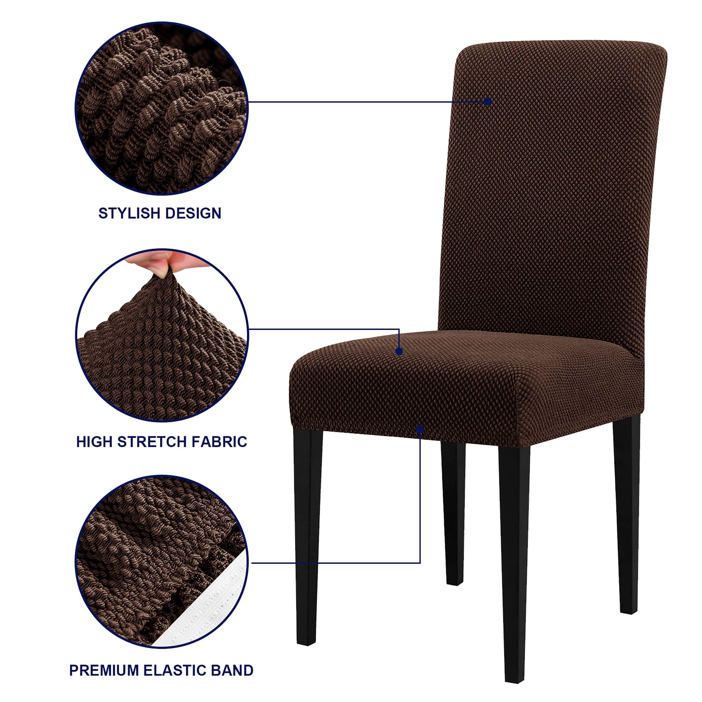 Chocolate Stretch Polyester Dining Chair Slipcovers (Set of 2)
