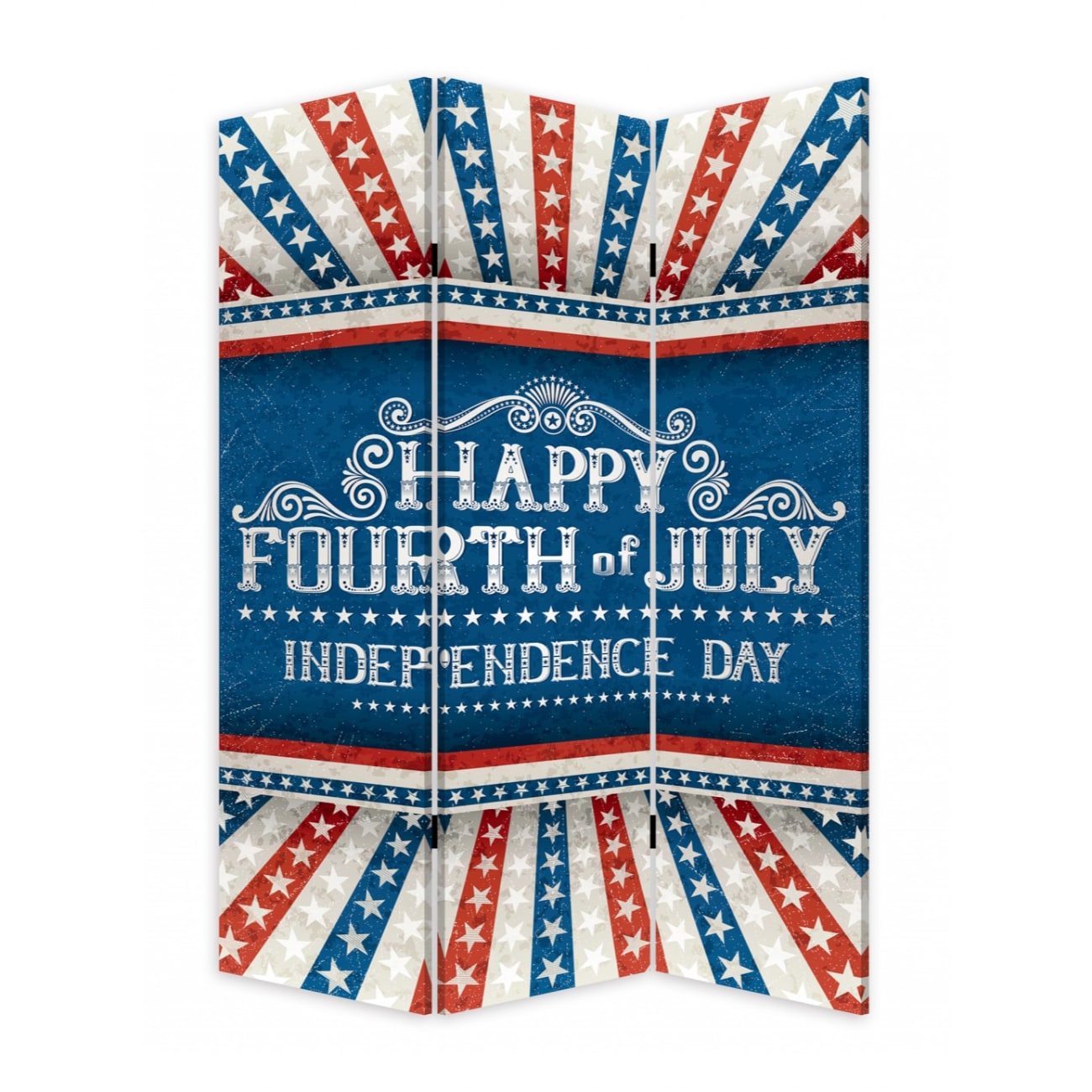 HomeRoots 4000415084 Happy 4th of July Three Panel Room Divider Screen