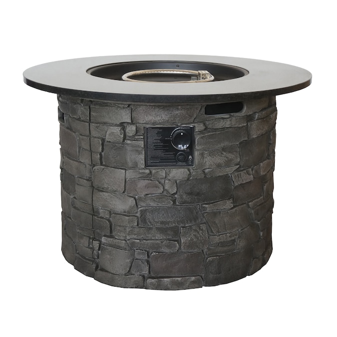 Allen Roth Stacked Stone Fire Pit, Grey Gas Fire Pit