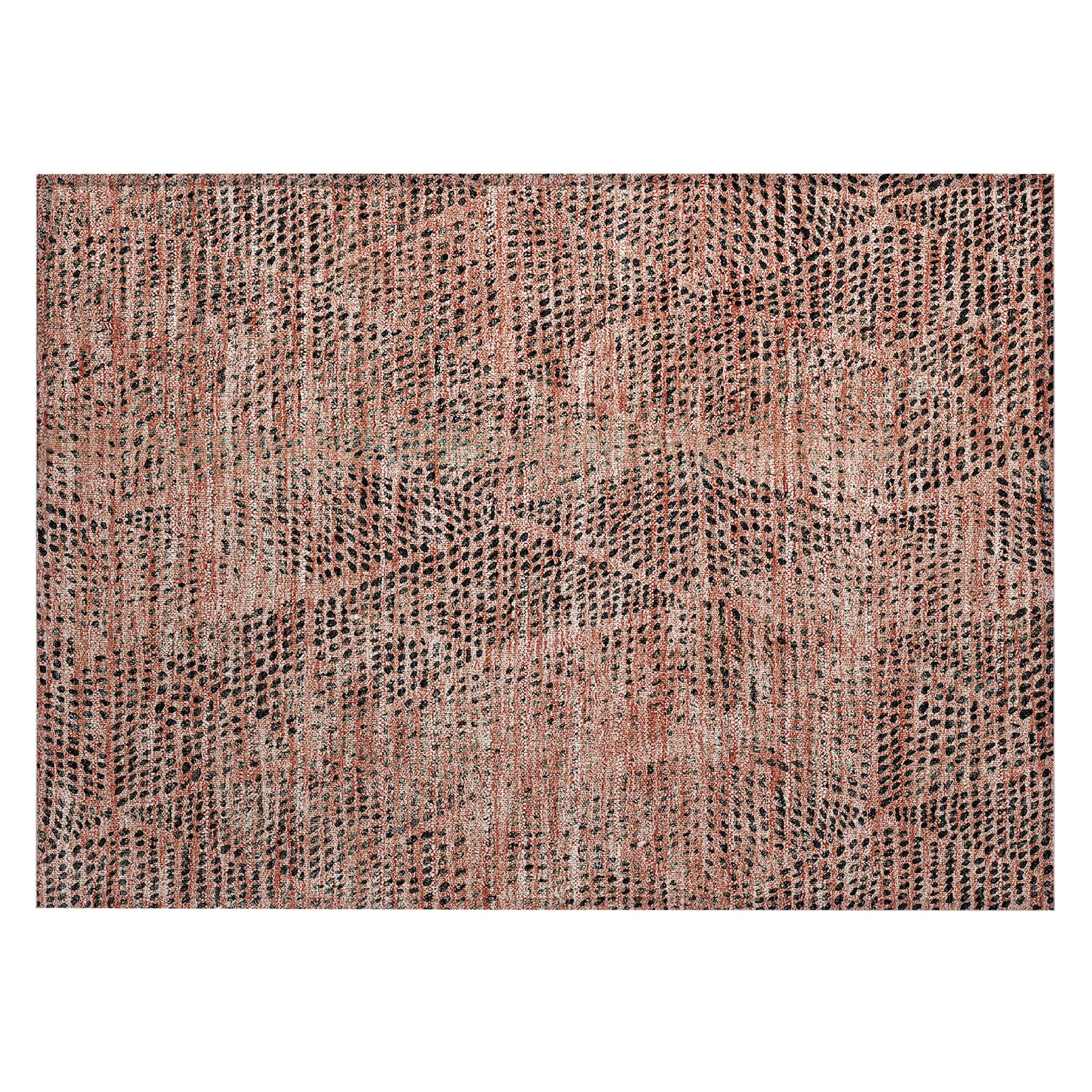 Salmon Diamond Pattern Washable Synthetic Area Rug