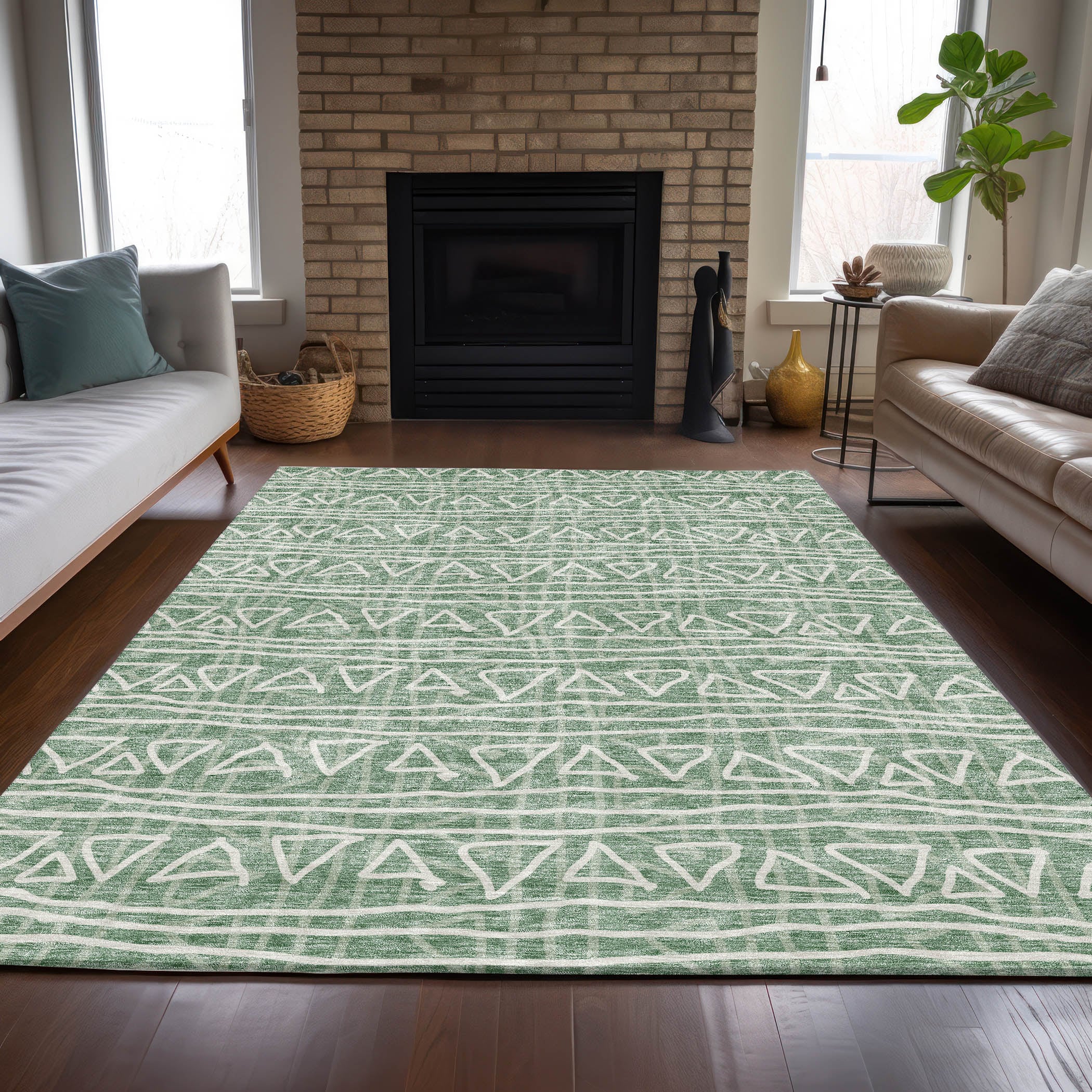 Addison Rugs ACN730SA5X8 Chantille ACN730SA 5 x 7 (ft) Polyester Sage Rectangular Indoor/Outdoor Geometric Machine washable Area rug
