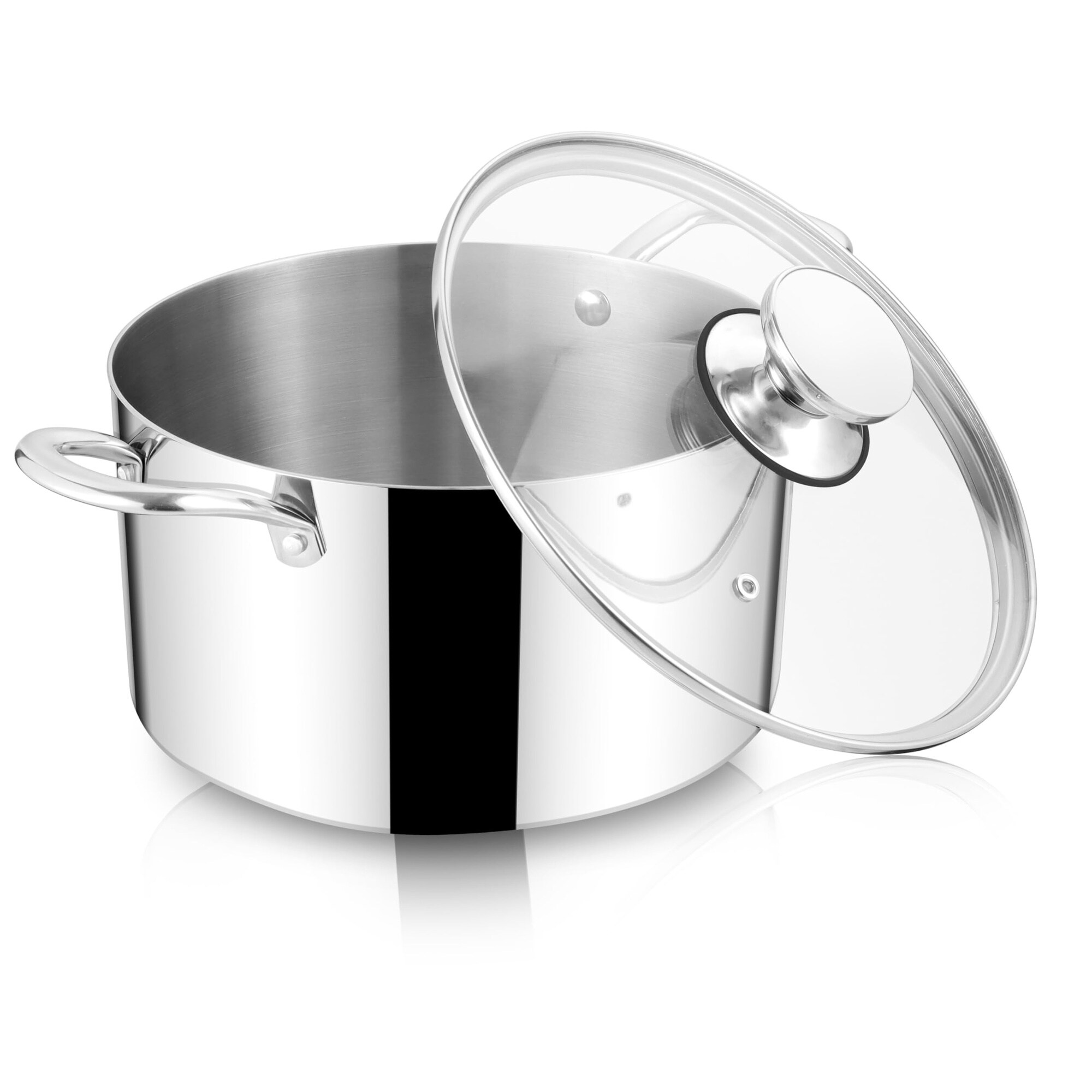 Aoibox  7 3 Quart Tri Ply Stainless Steel Stock Pot with Lid and Handles for Induction and Gas Stovetops Pot