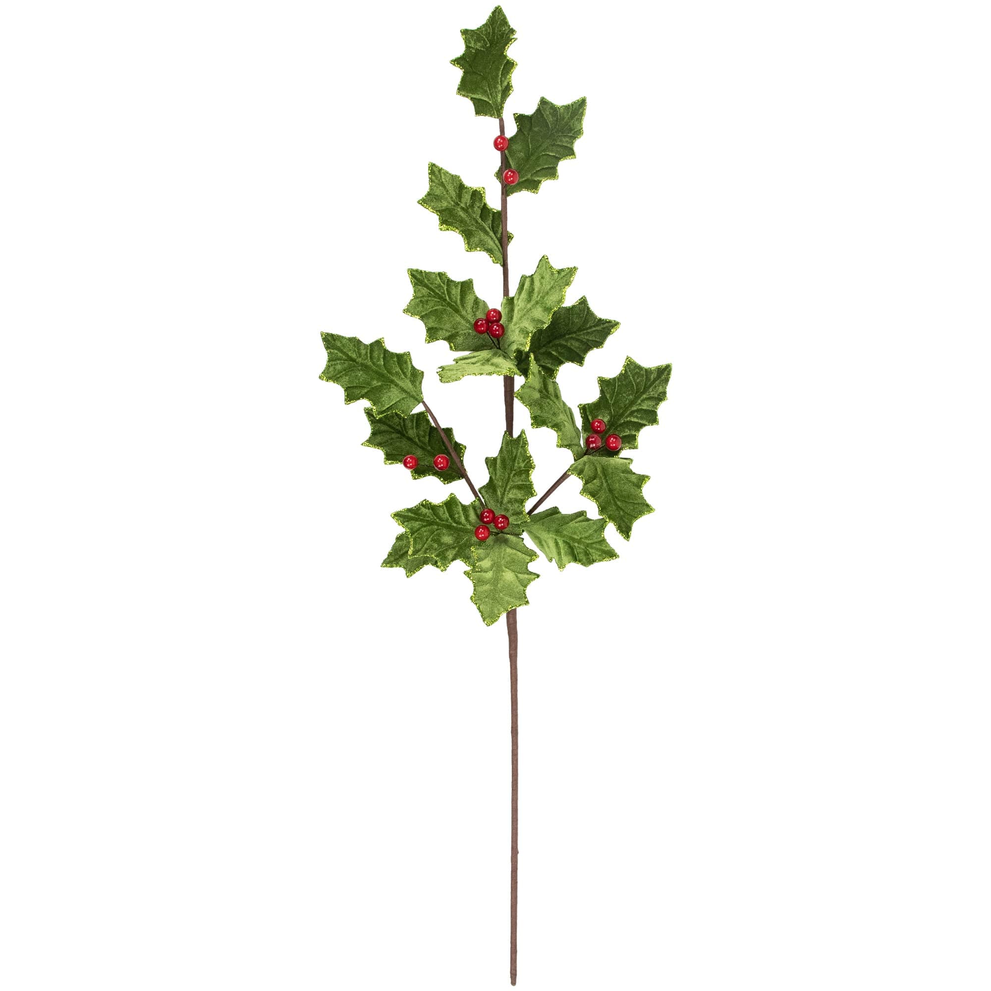 Northlight - 31 inch Glittered Holly with Berry Christmas Spray