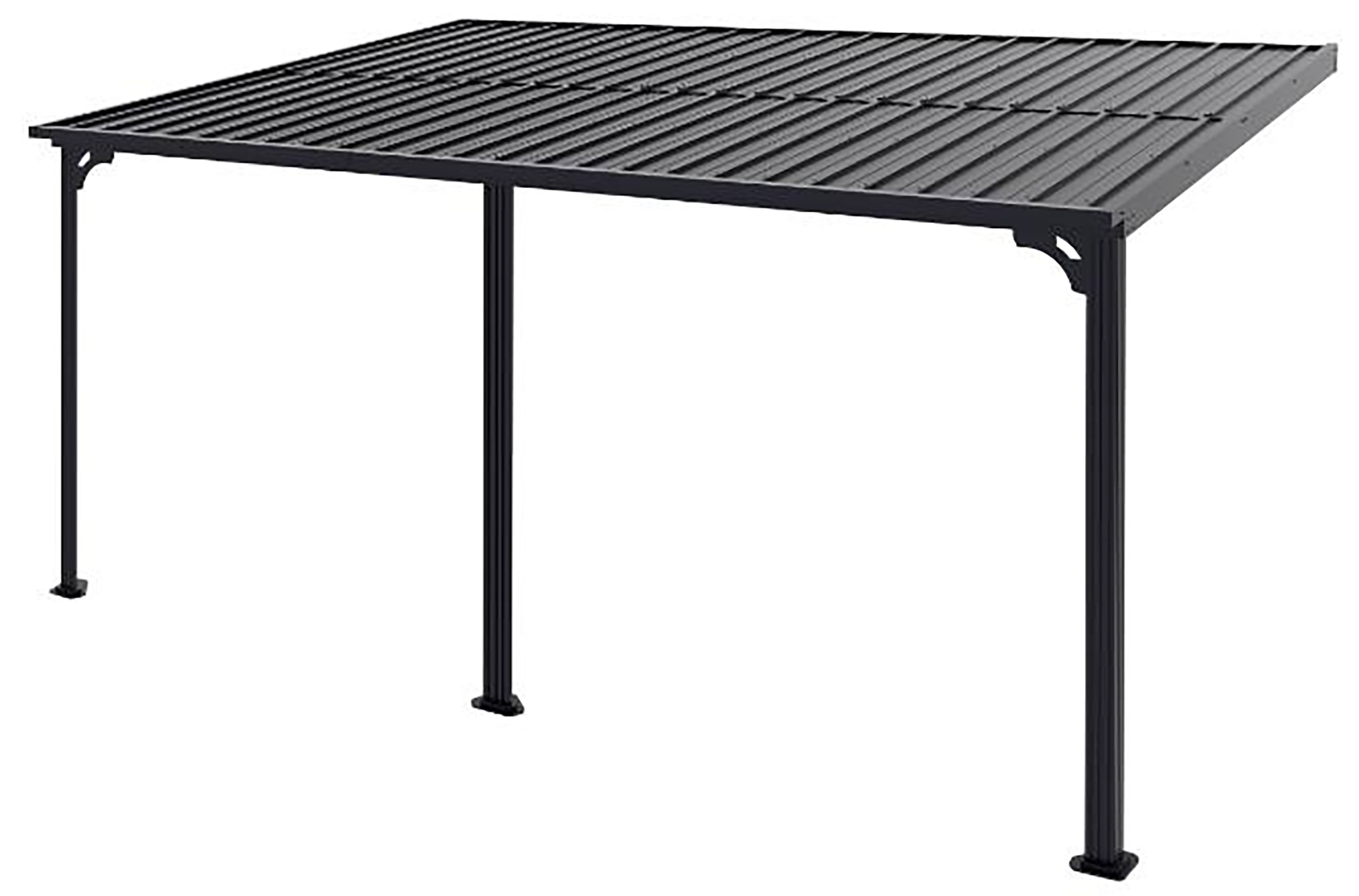 VEIKOUS PG0217-01-M 10-ft W x 14-ft L x 8-ft H Black Metal Attached Pergola