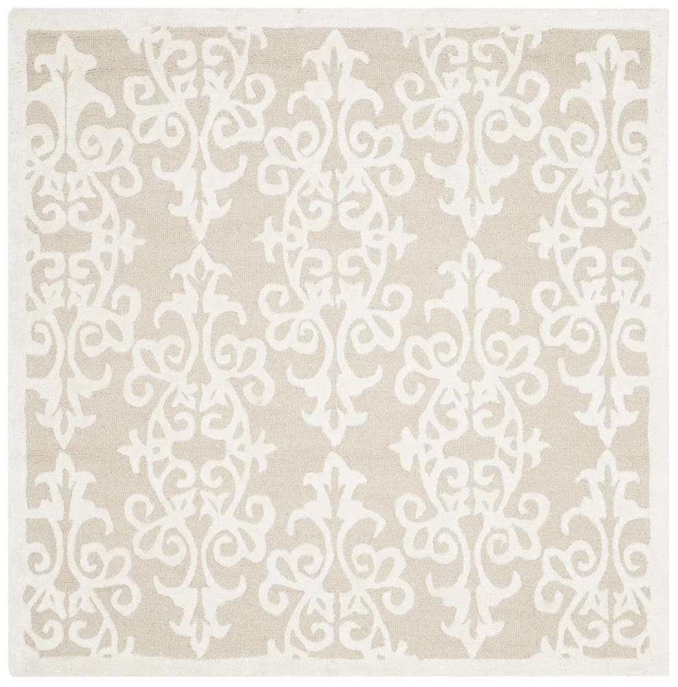 Ivory Elegance 59'' Square Hand-Tufted Wool & Viscose Rug