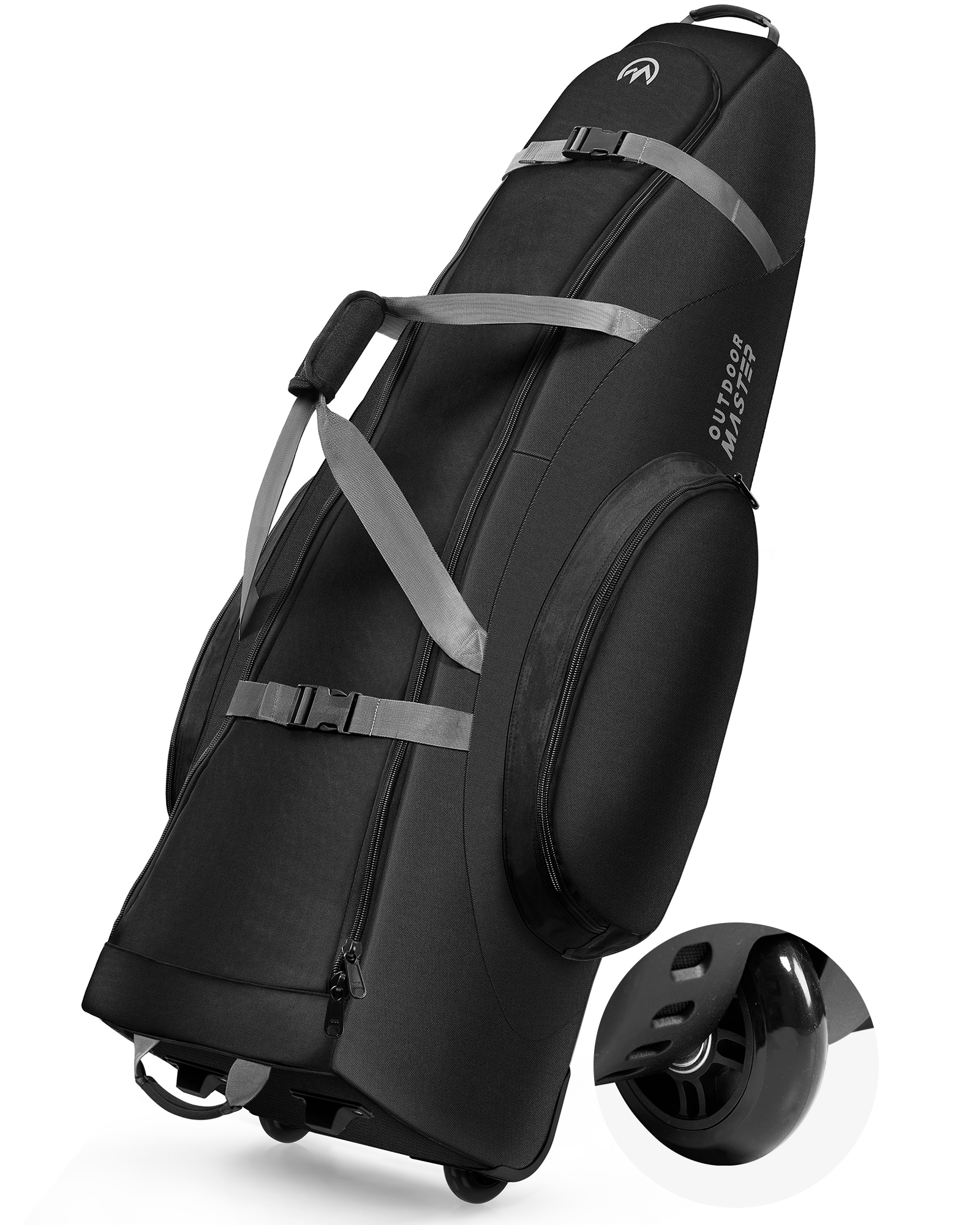 Wildaven MSWK055 Golf Travel Bag with Wheels, 54 Inch (138 CM) Full Length Golf Club Travel Case with 2x Thickened Cushion and 900D Oxford Wear Resistance and Waterproof Material